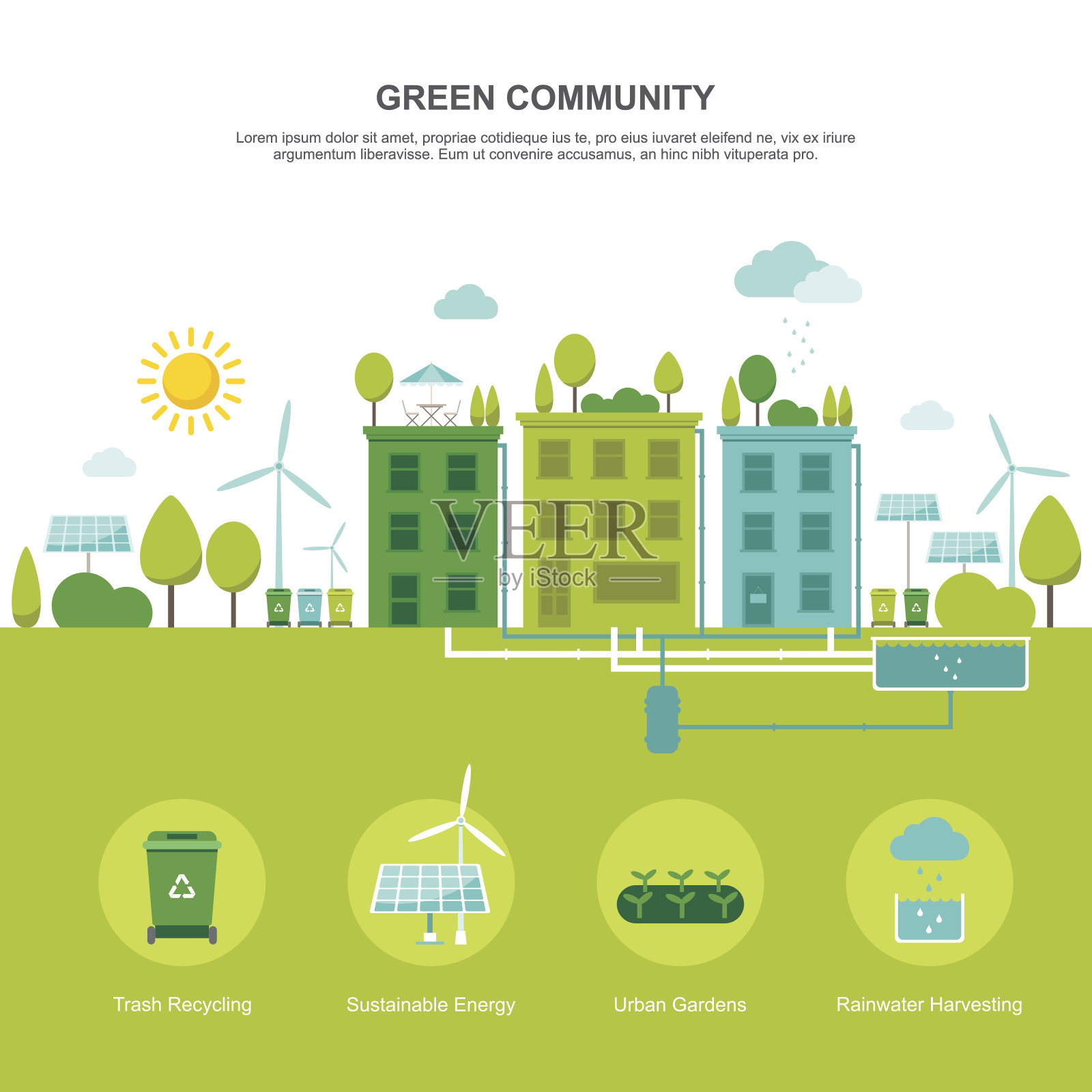 绿色社区及可持续环境插画图片素材