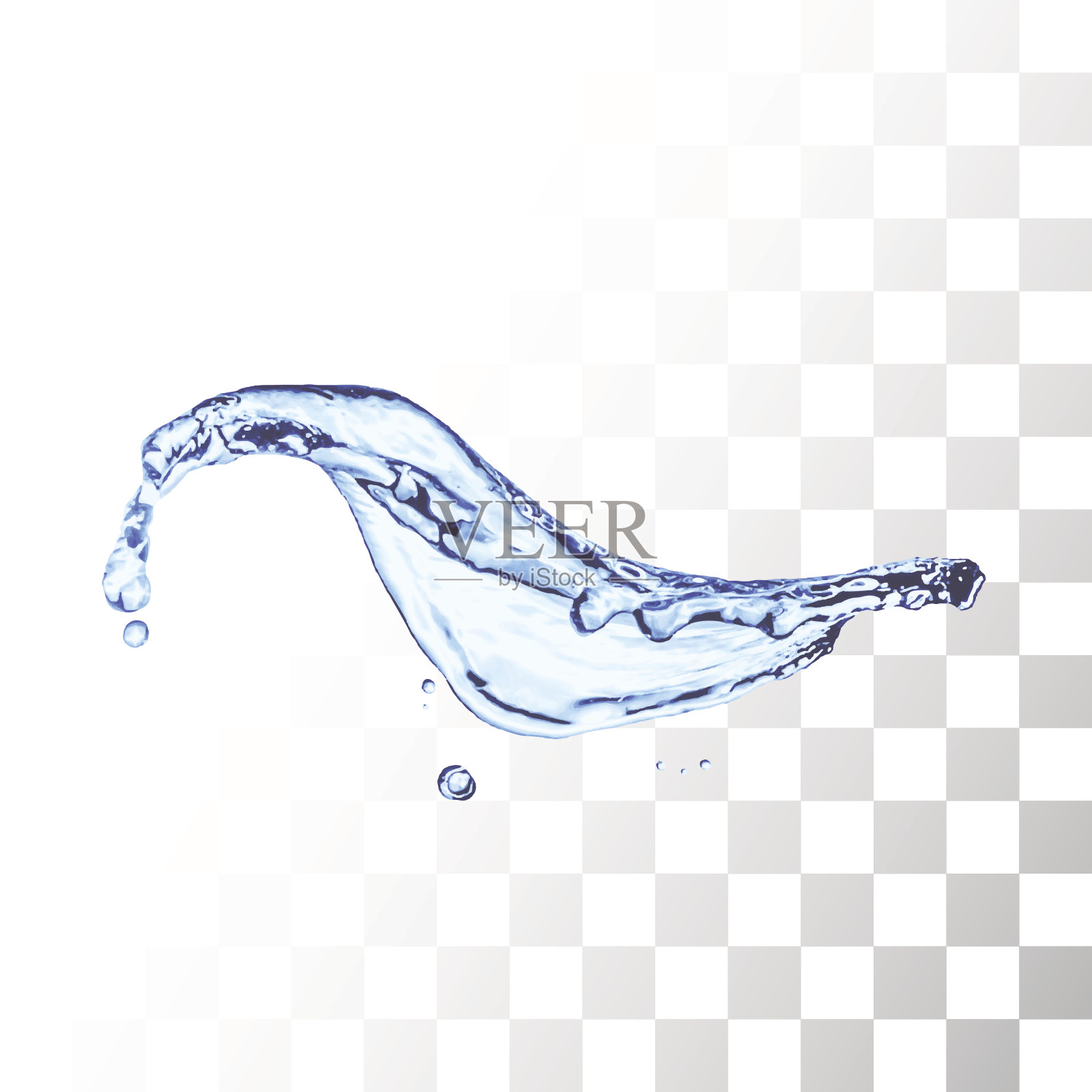 蓝色水花孤立在白色设计元素图片