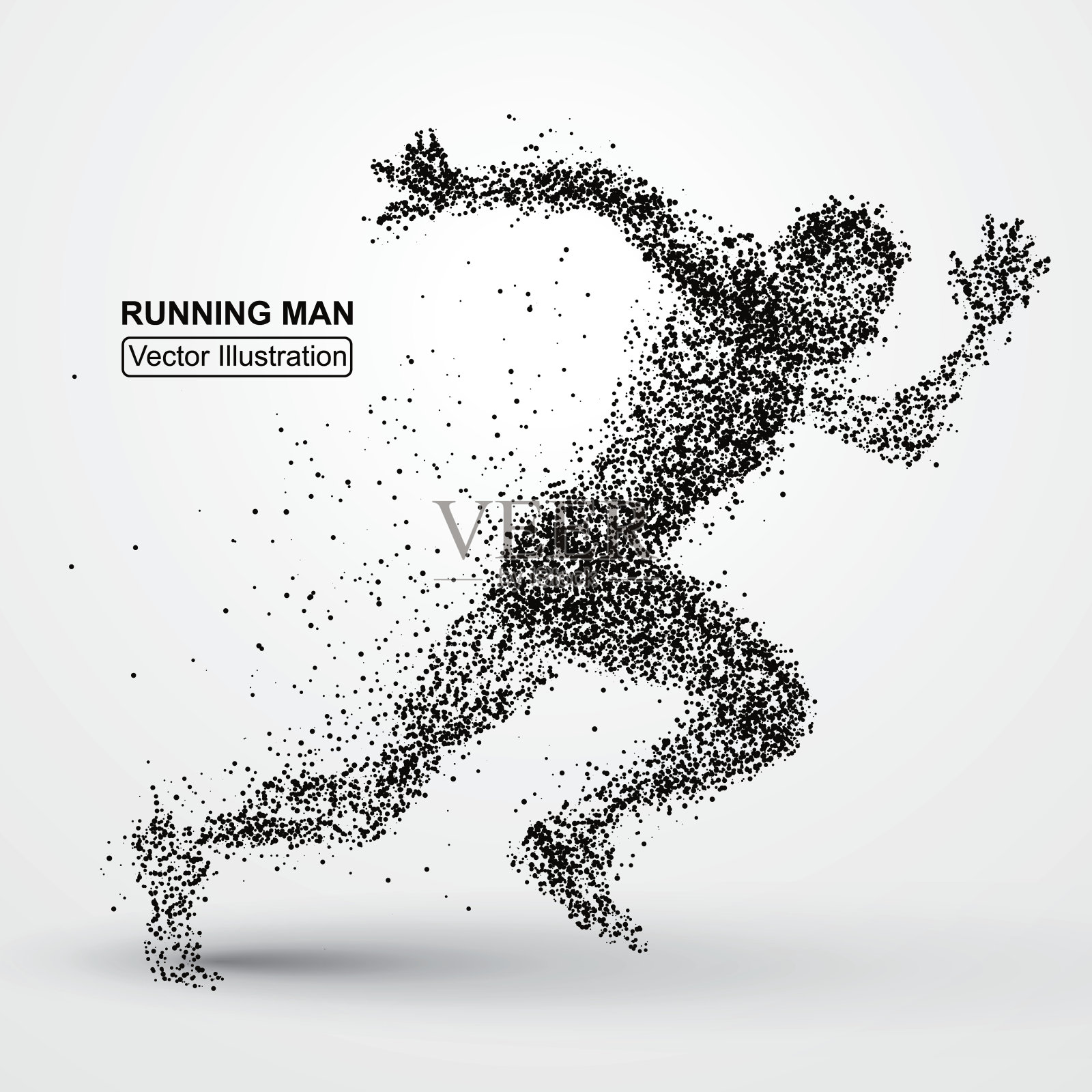 奔跑的人，粒子发散组成，矢量插图插画图片素材