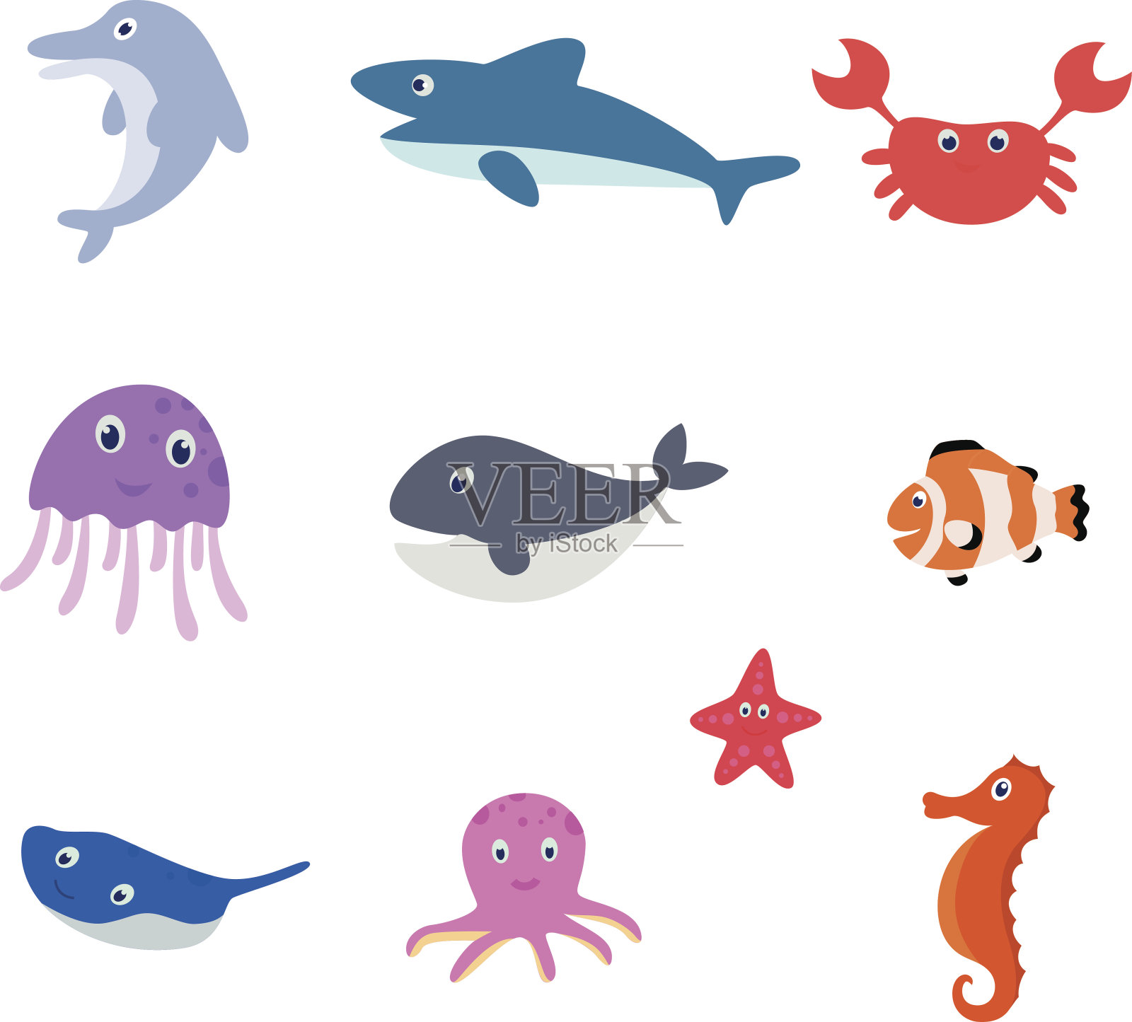 海洋动物卡通插画图片素材