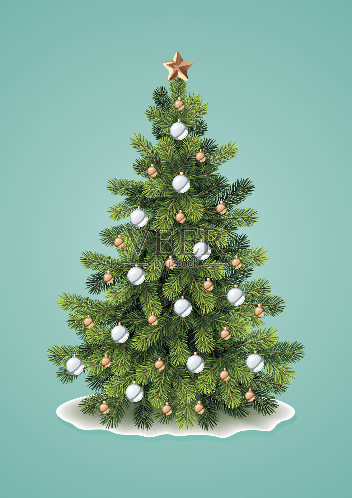 详细的圣诞树插画图片素材