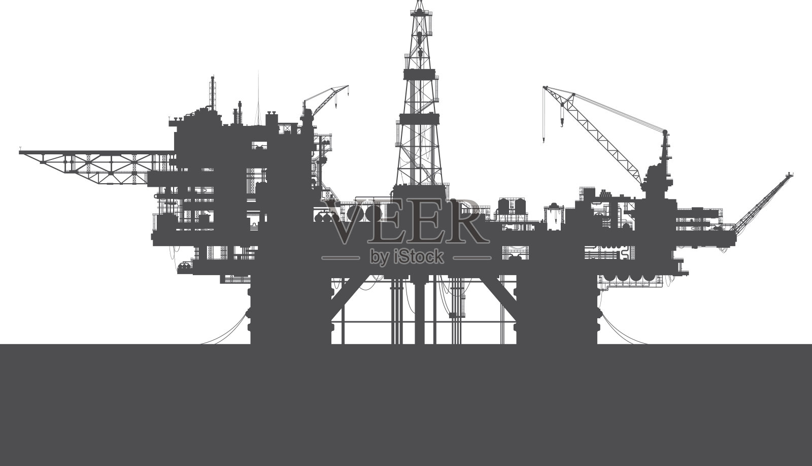 海洋石油钻井平台。海上的石油平台。插画图片素材