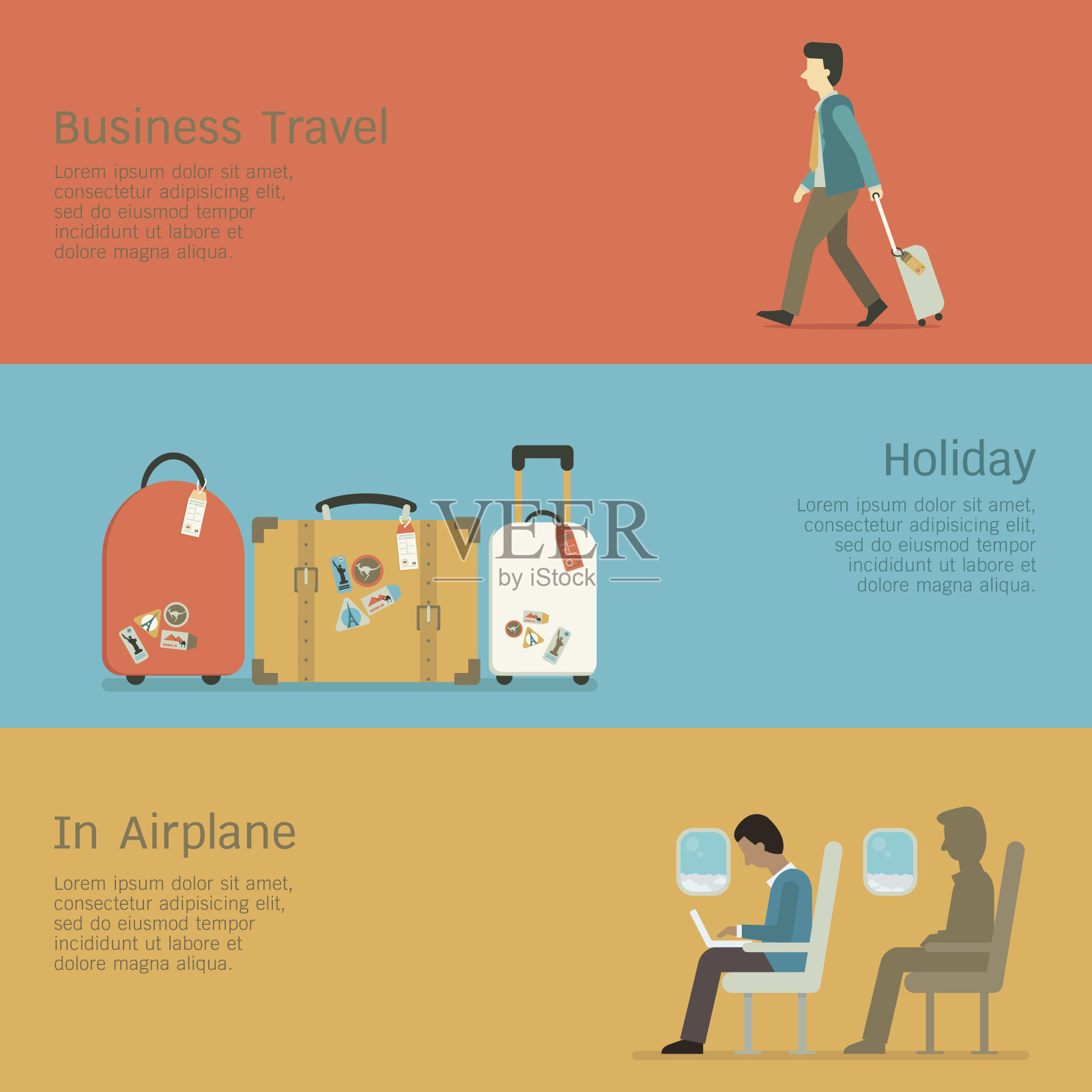 商务旅行设置插画图片素材