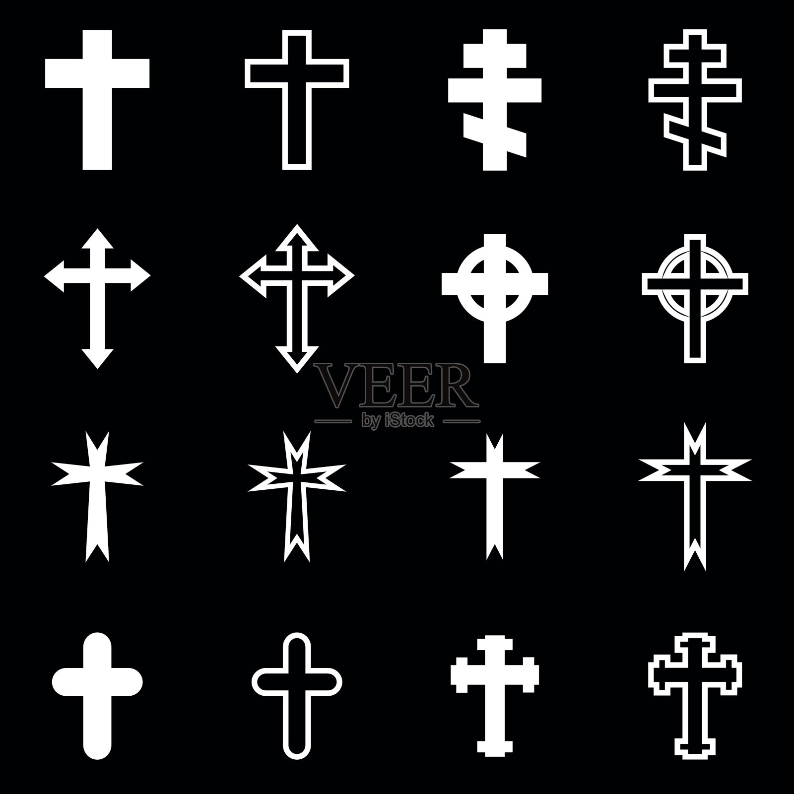 向量白色十字架图标集插画图片素材