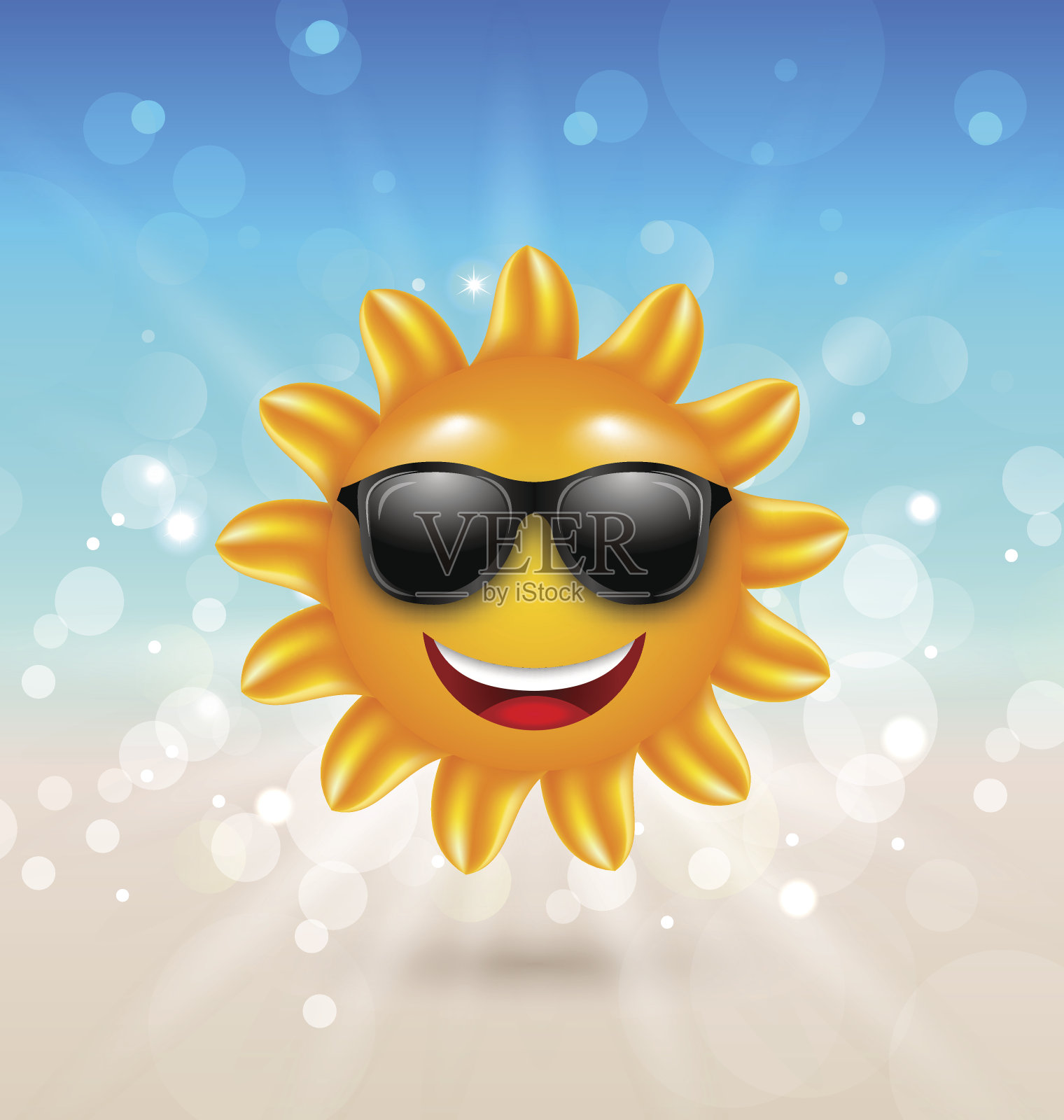 夏日背景，阳光灿烂的太阳镜插画图片素材