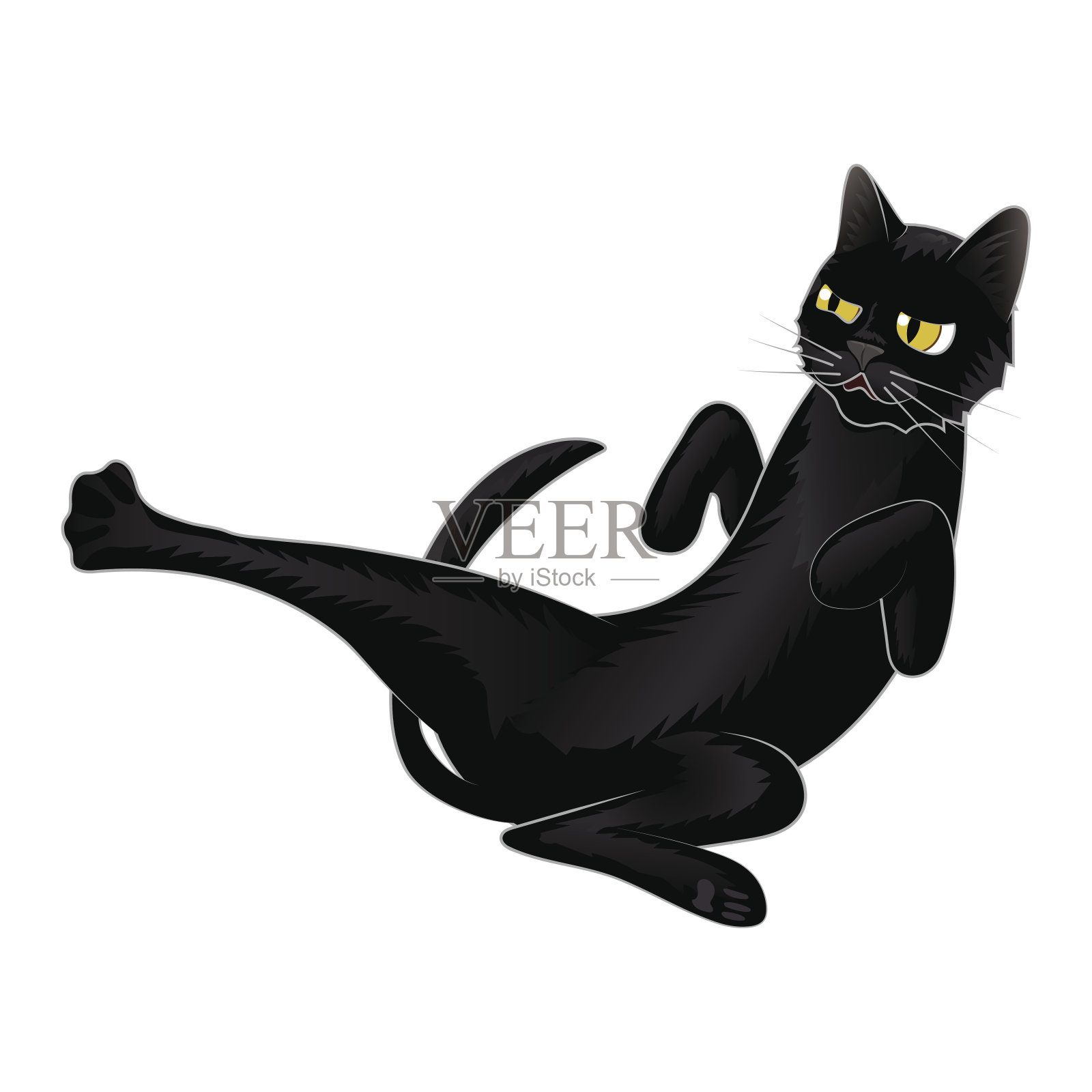 可爱的黑猫战斗在白色背景矢量插图设计元素图片