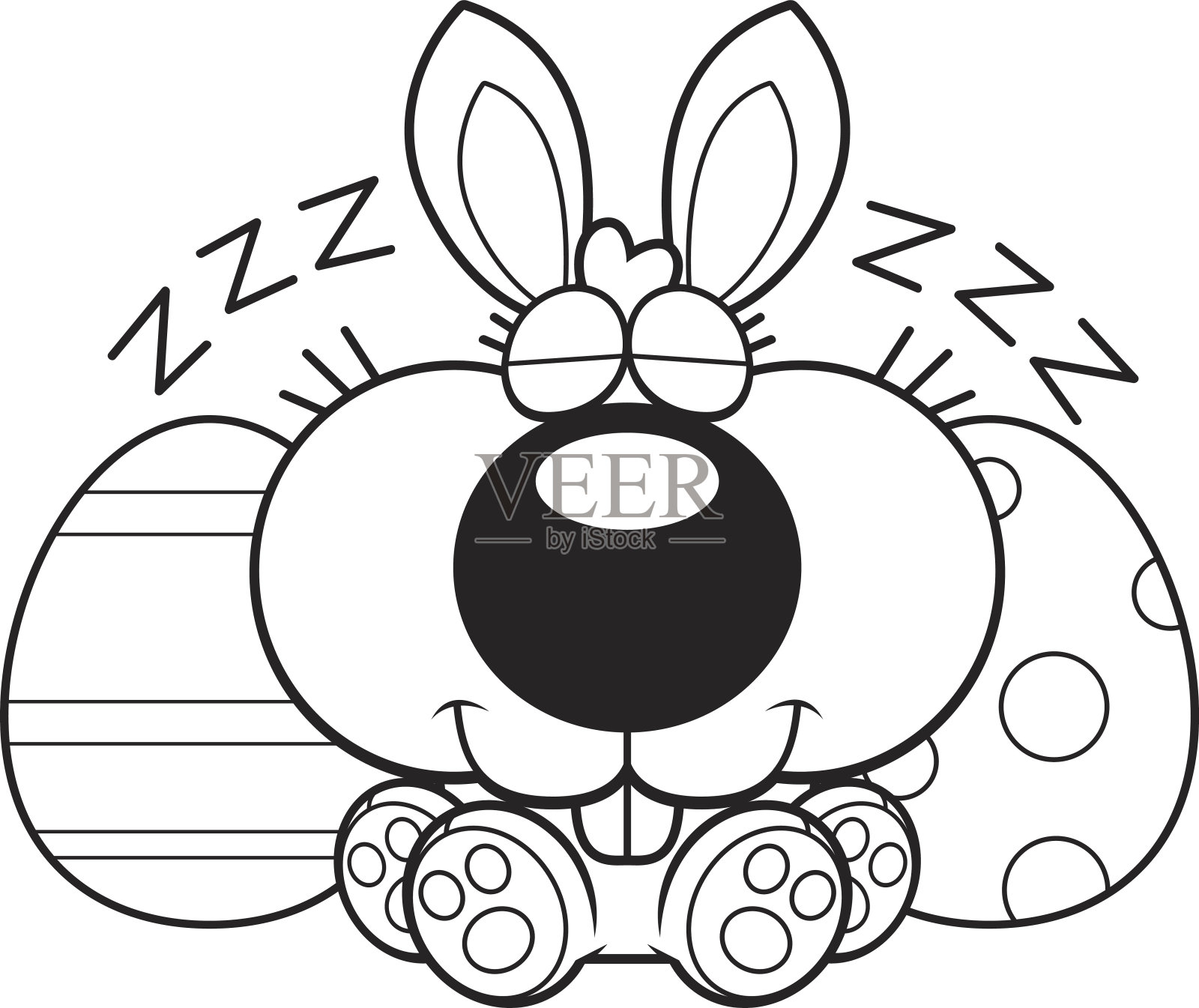 卡通复活节兔子打瞌睡插画图片素材