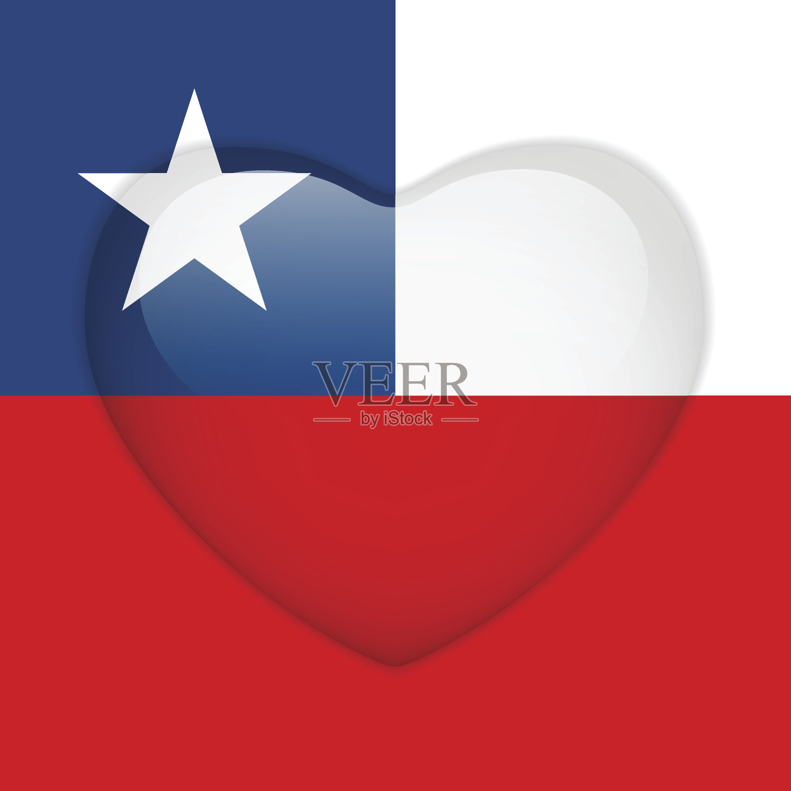 智利国旗心光滑按钮设计元素图片
