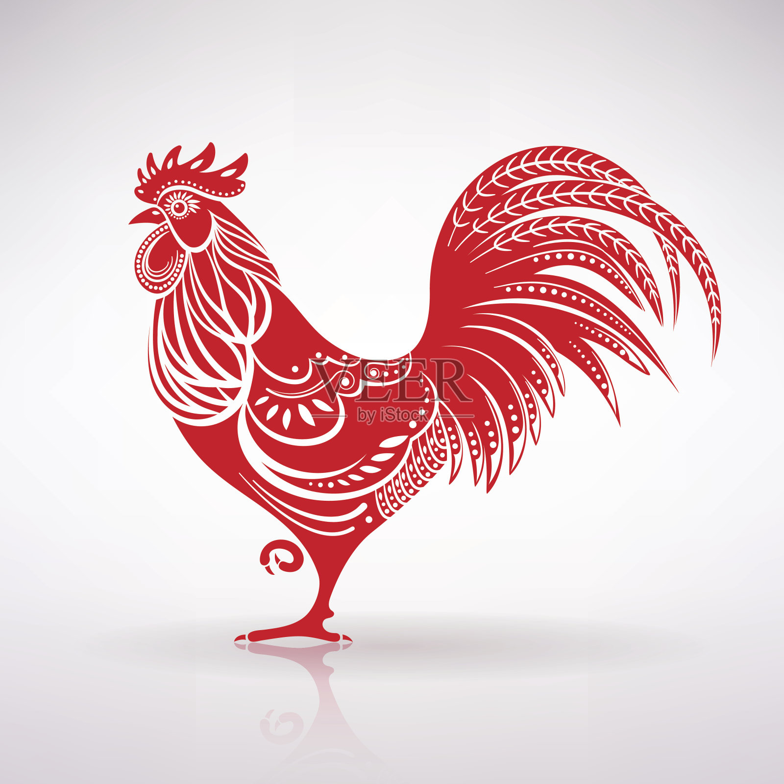 程式化的红公鸡插画图片素材
