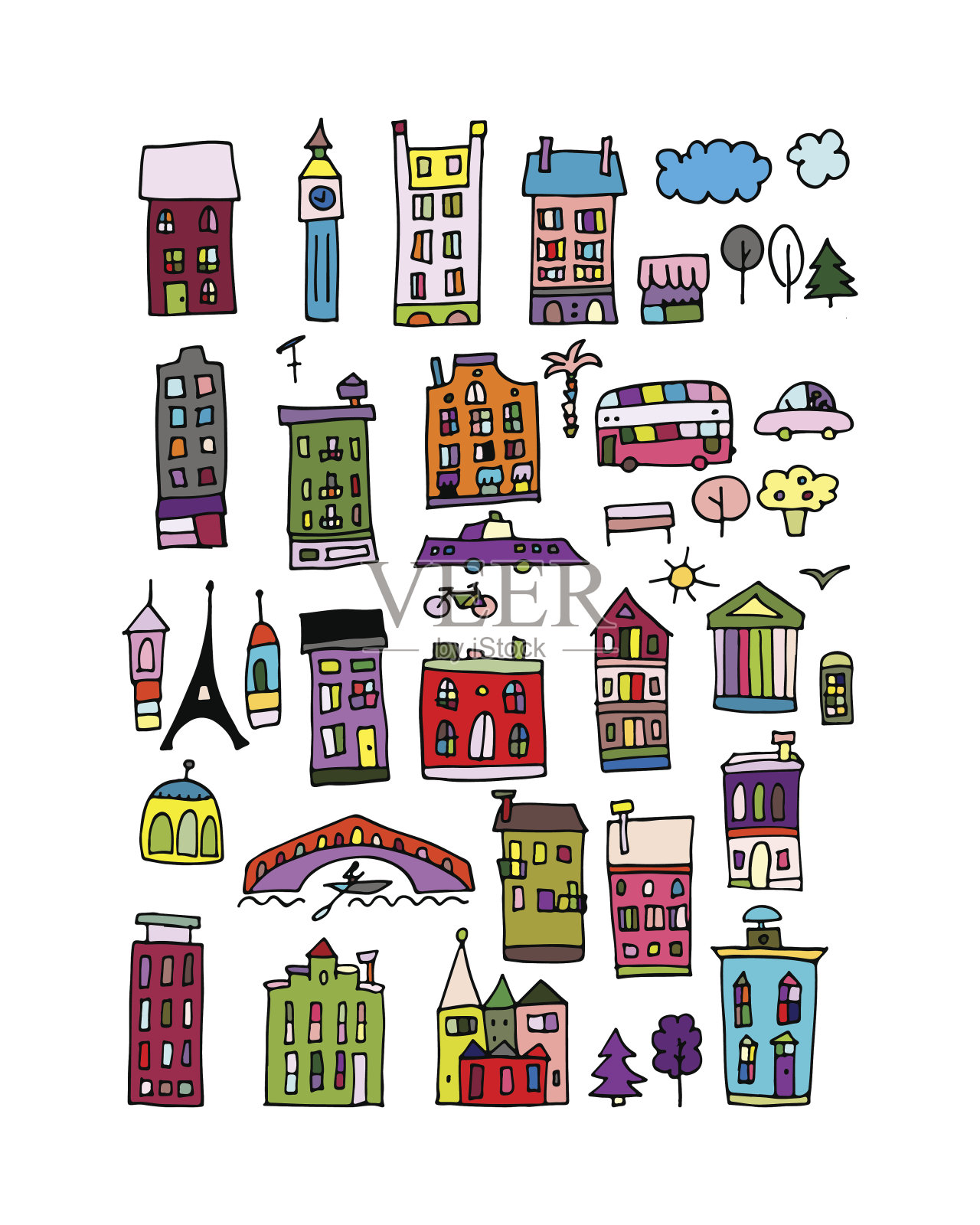 欧洲城市的标志，为你的设计草图插画图片素材