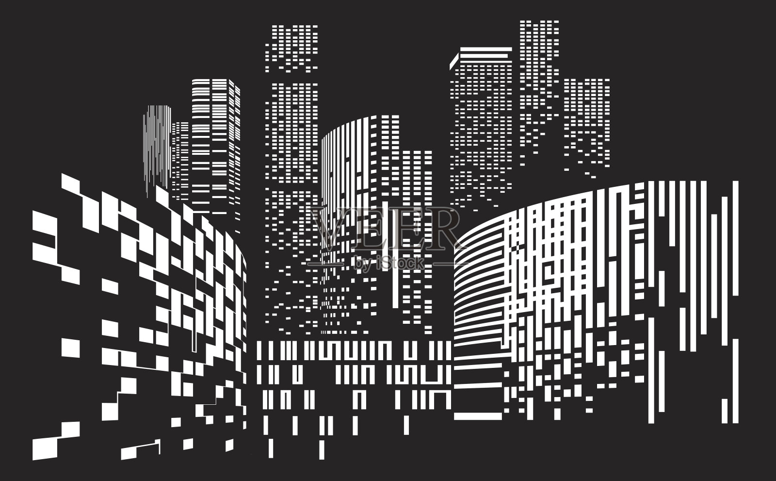 夜间建筑和城市插图插画图片素材