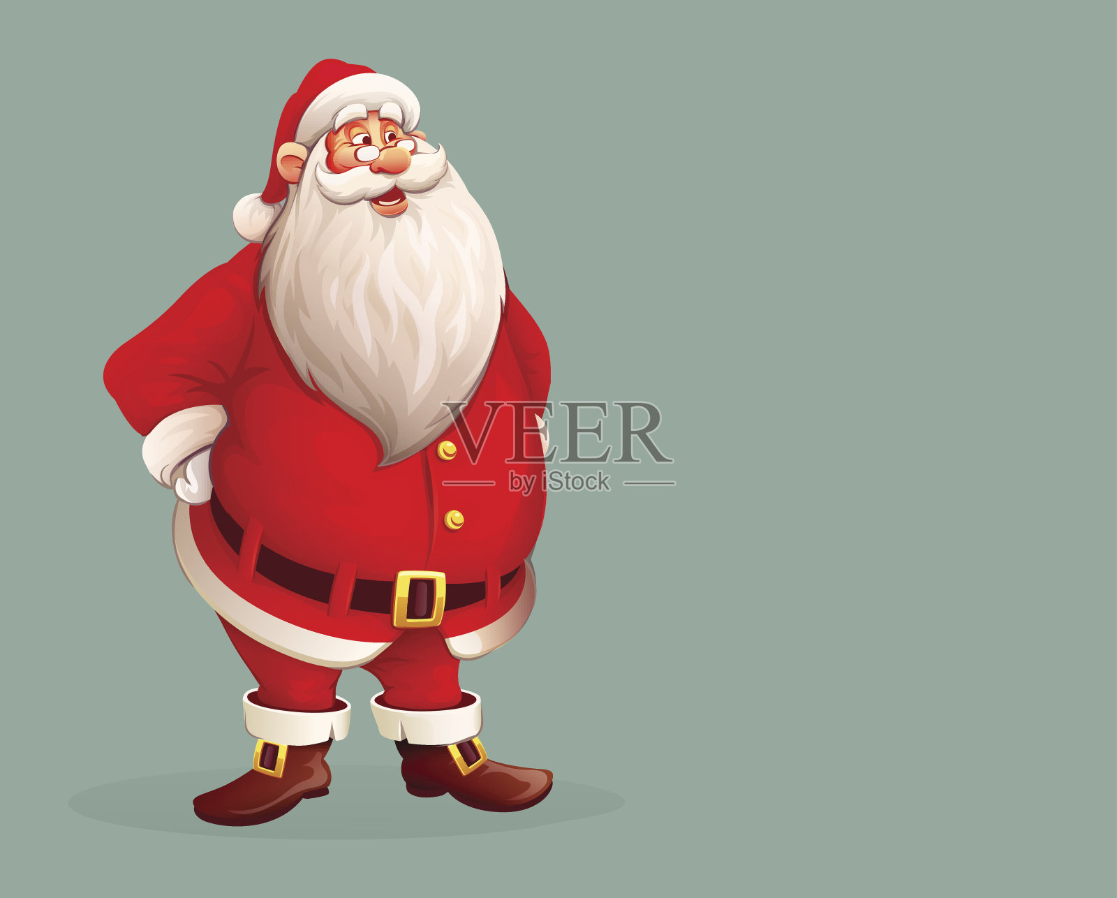 微笑的圣诞老人独自站着插画图片素材