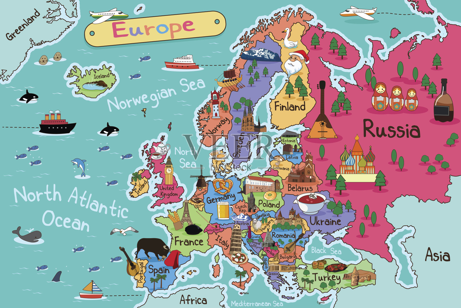 欧洲地图插画图片素材