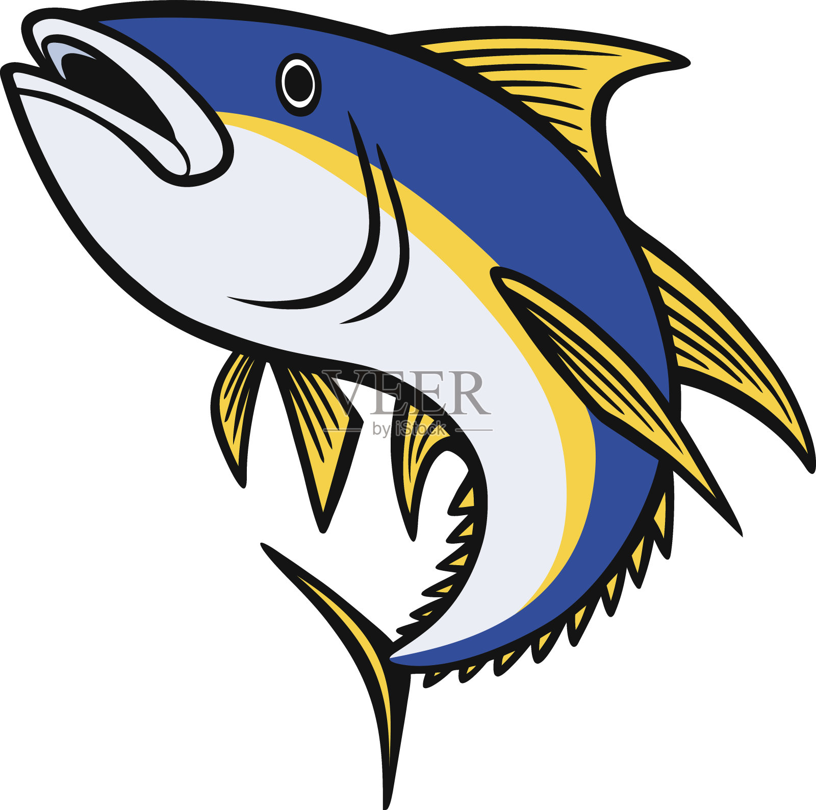 黄鳍金枪鱼图标插画图片素材