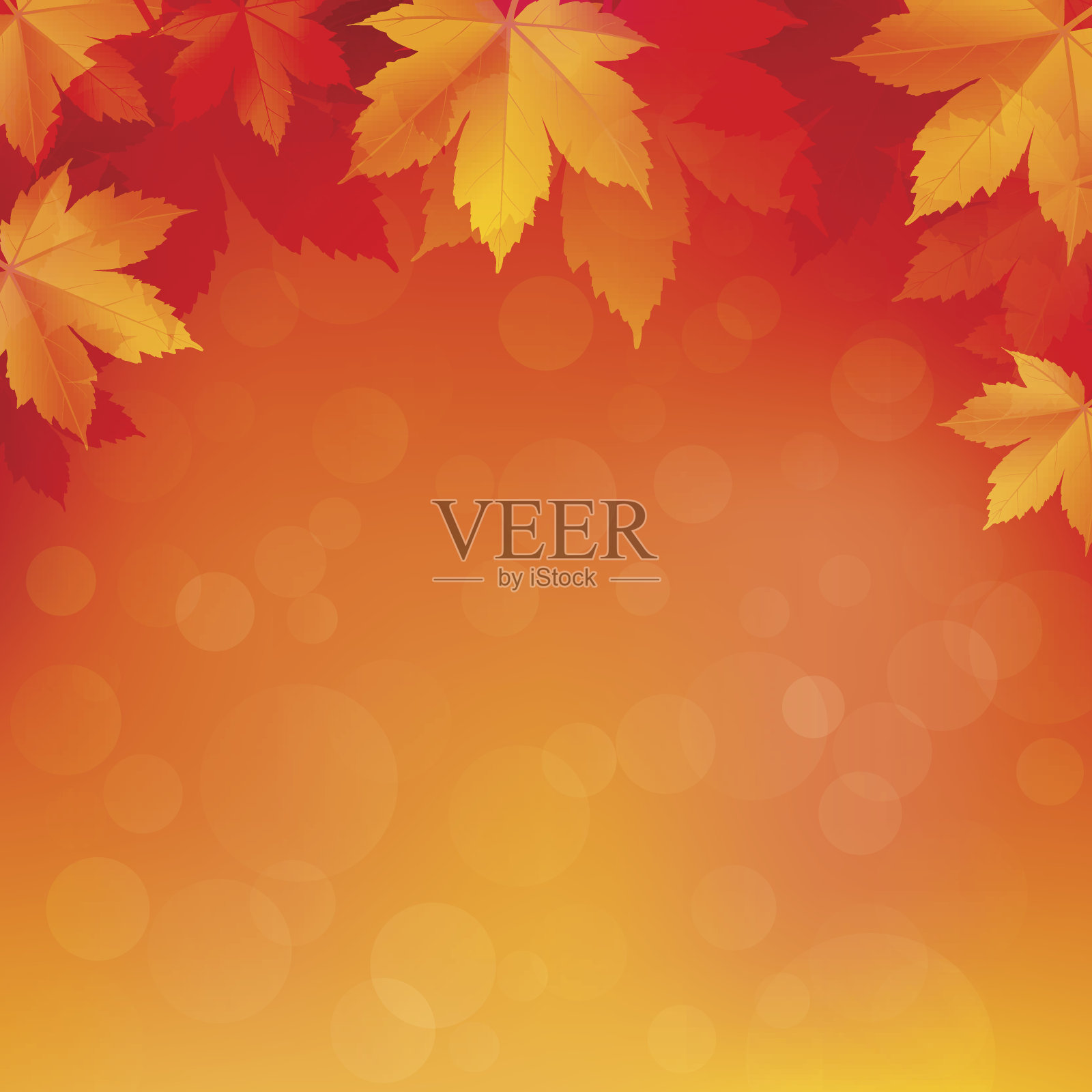 秋天，秋天的背景是金黄色的枫叶插画图片素材