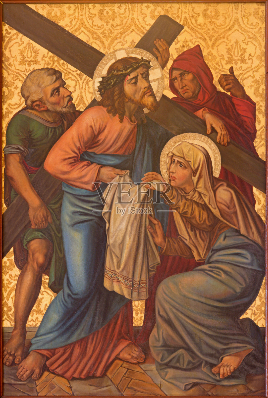 耶路撒冷——油漆维罗妮卡擦耶稣的脸。插画图片素材