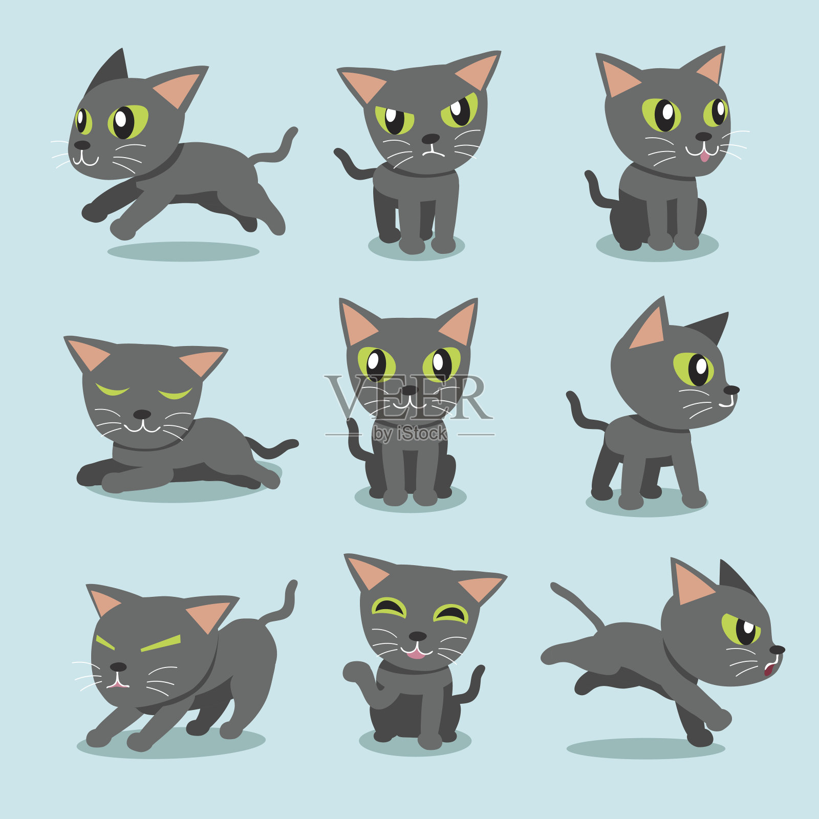 卡通人物俄罗斯猫姿势插画图片素材