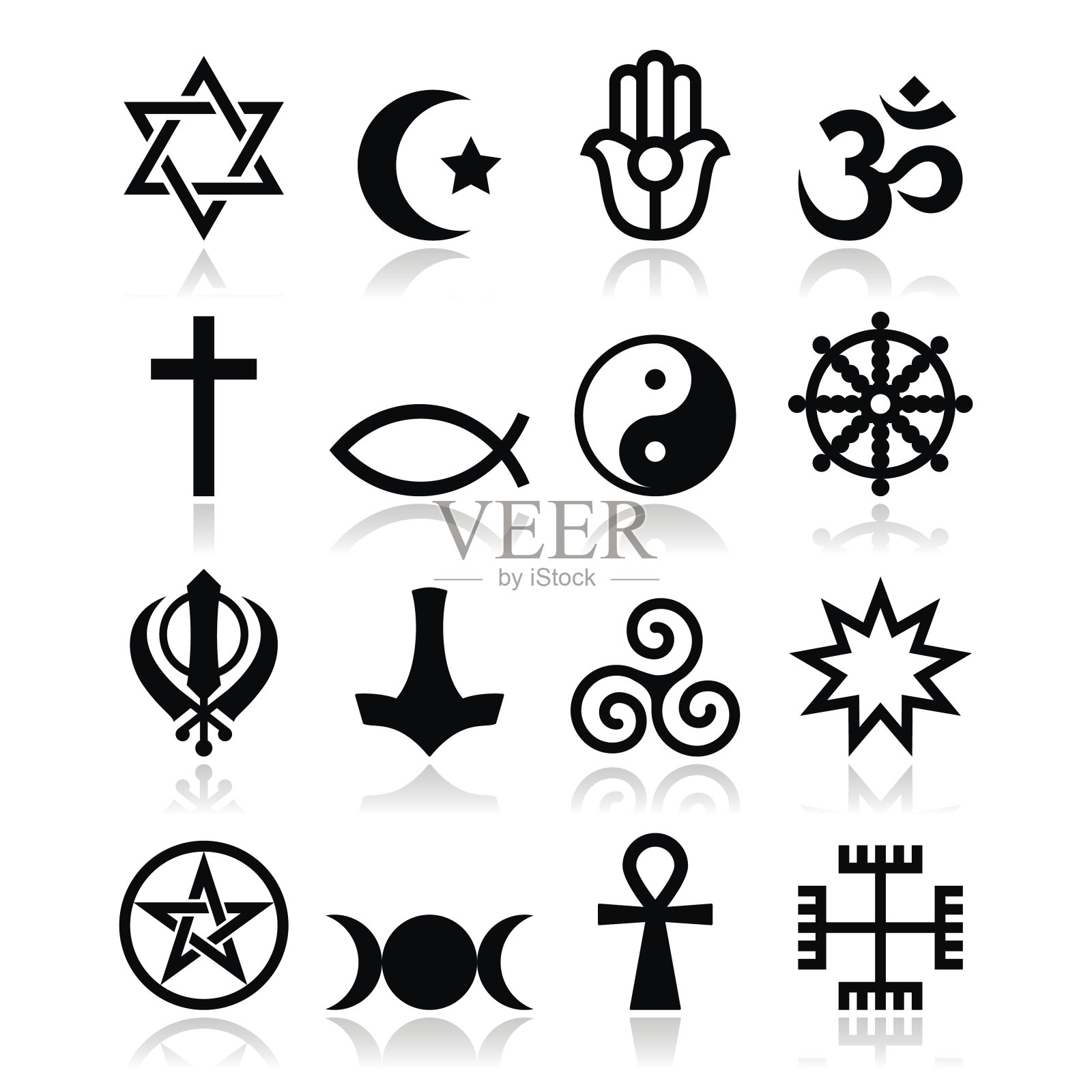 世界宗教符号-向量图标集插画图片素材