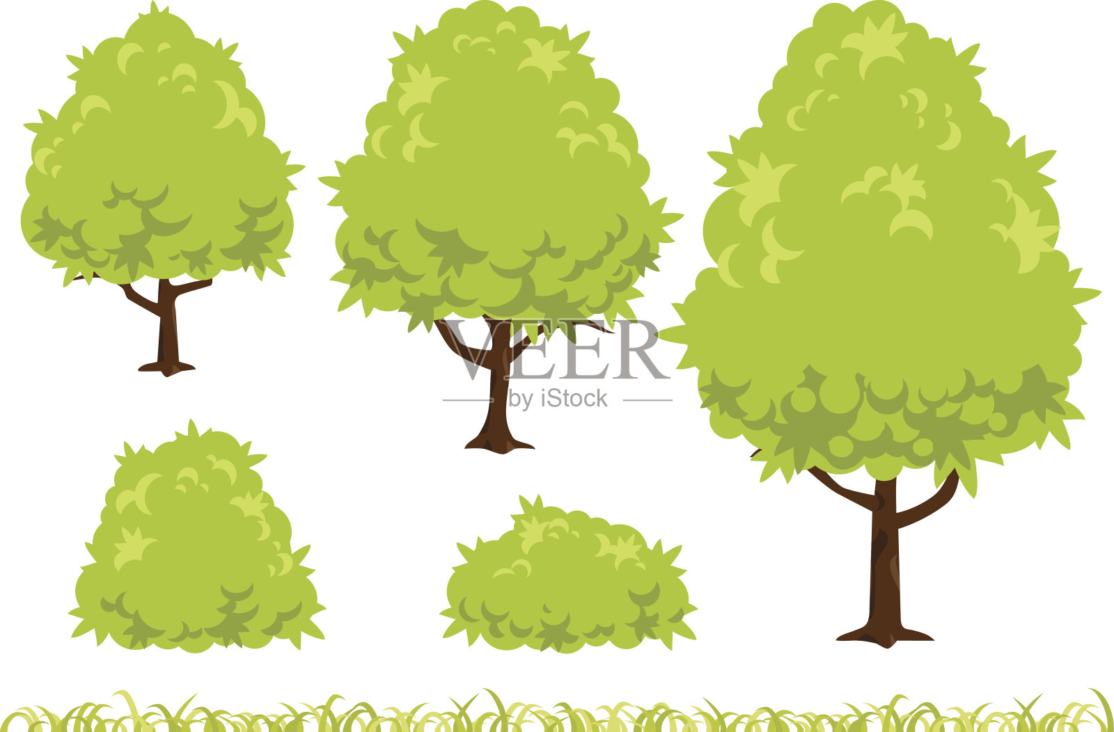 高大的树和灌木插图设计元素图片