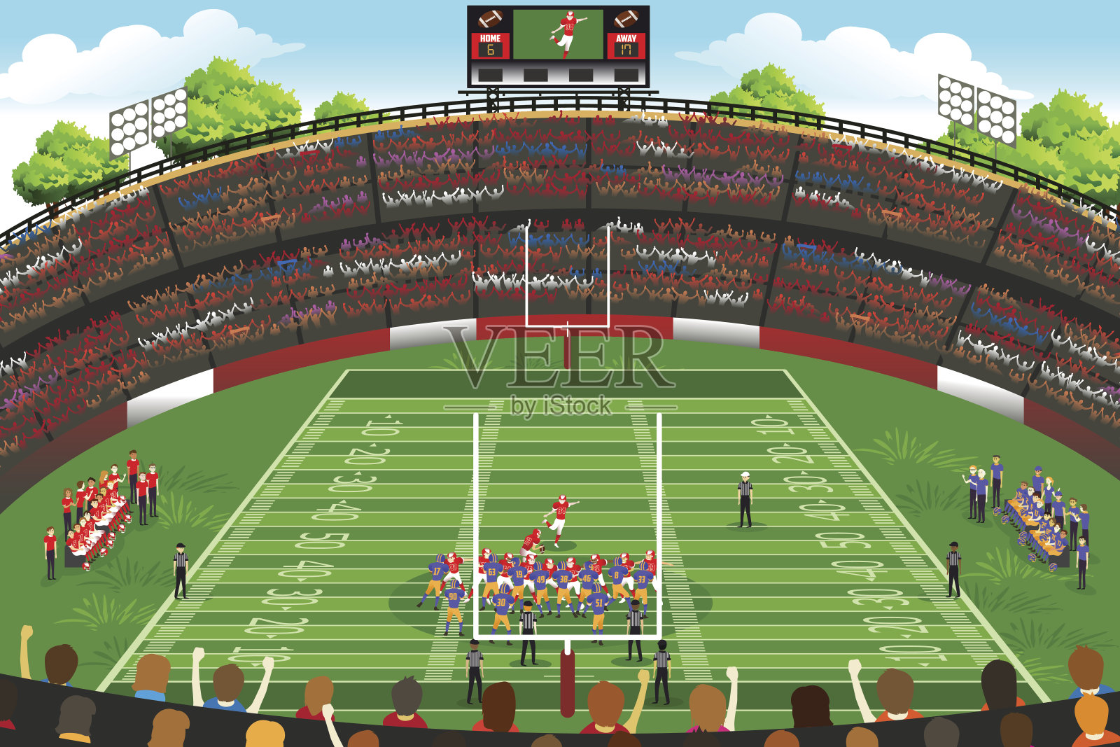 美式足球场场景插画图片素材