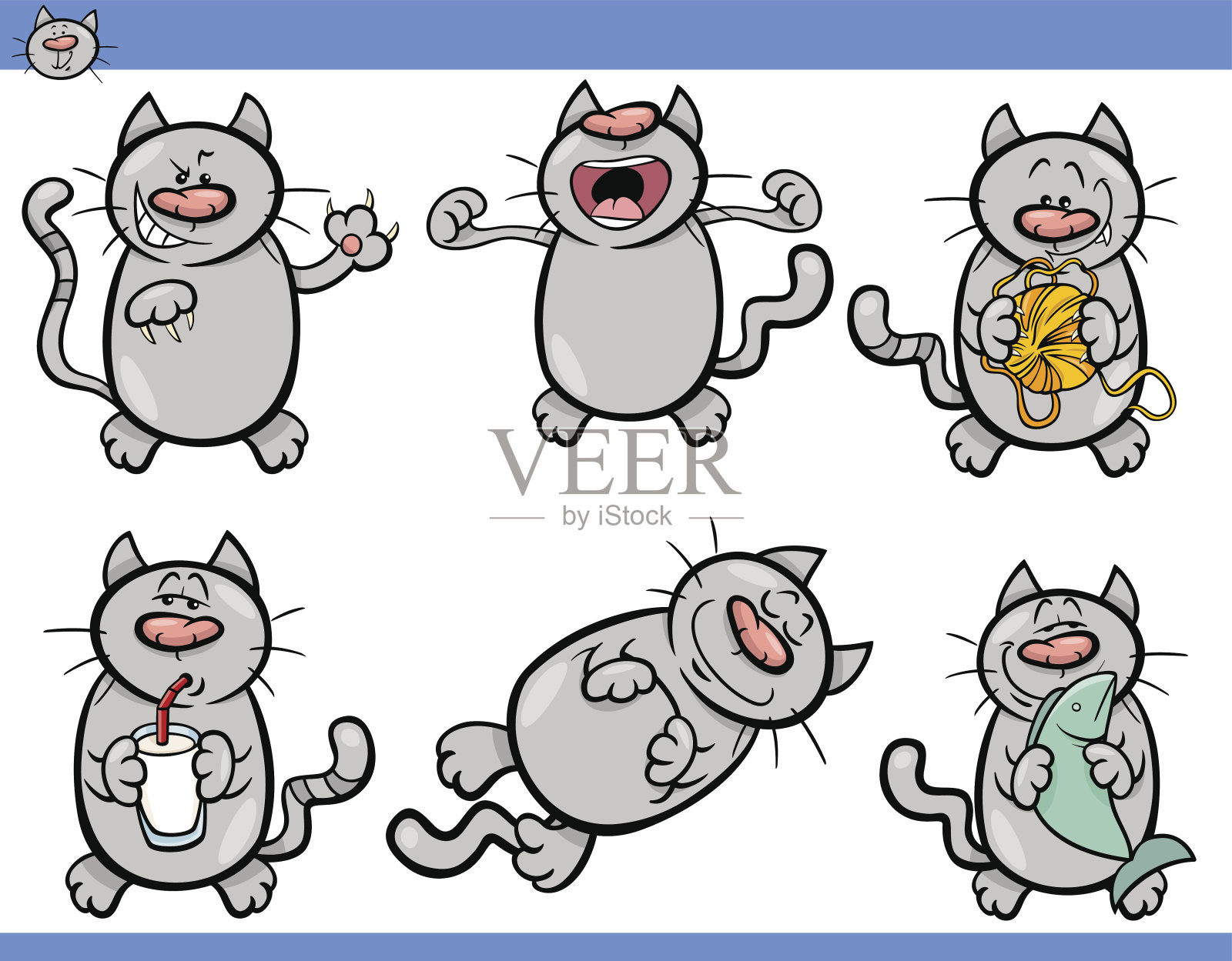 猫情绪卡通插图集设计元素图片