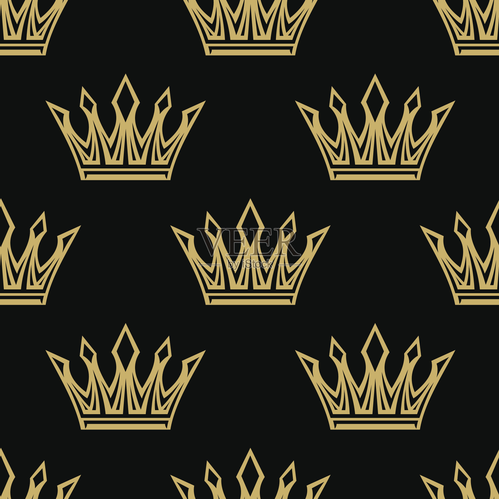 金色皇家皇冠无缝图案插画图片素材