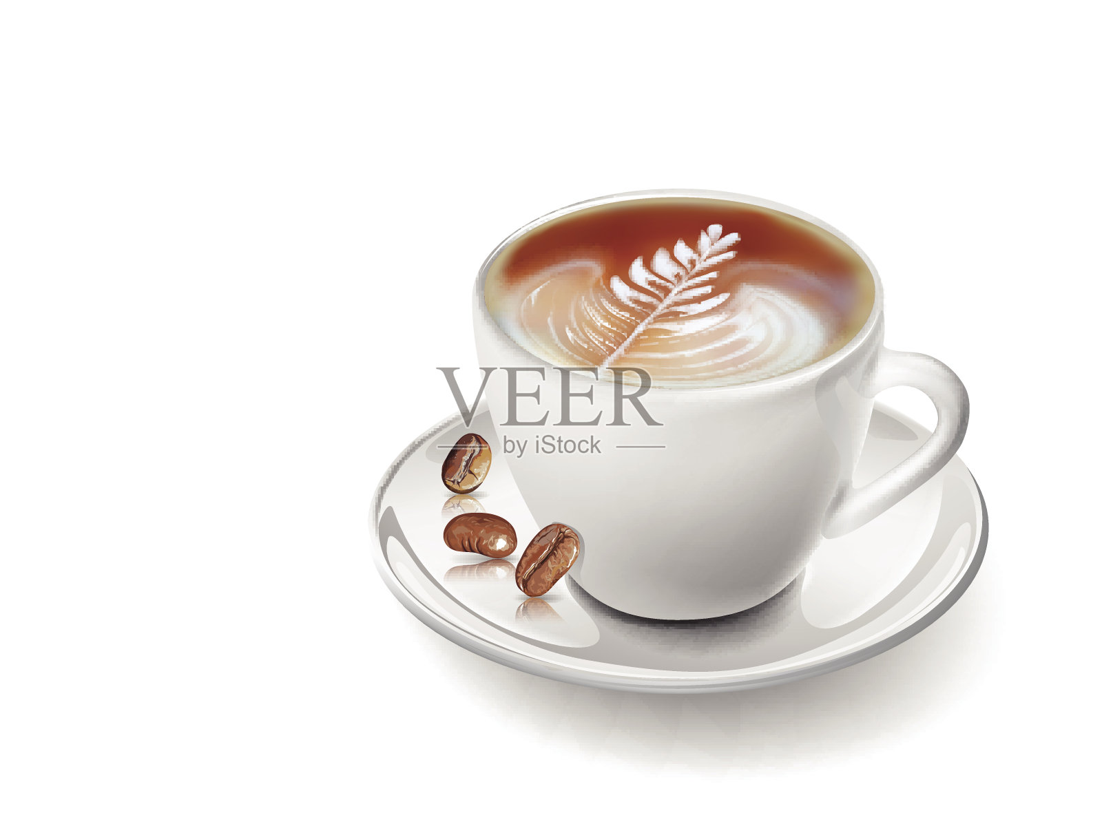 杯咖啡和种子在白色的背景插画图片素材