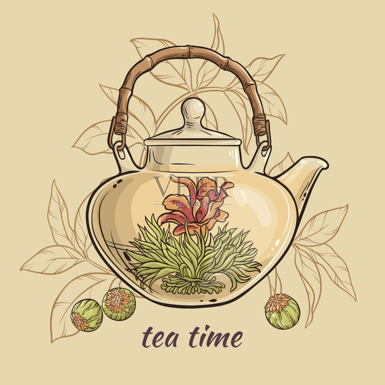茶壶里的花茶设计元素图片