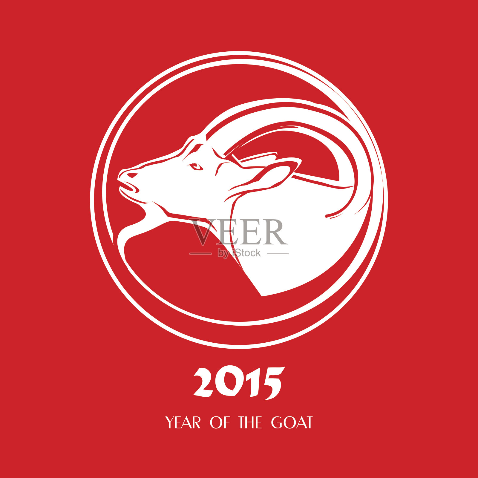 中国符号矢量山羊2015年的红色背景插画图片素材