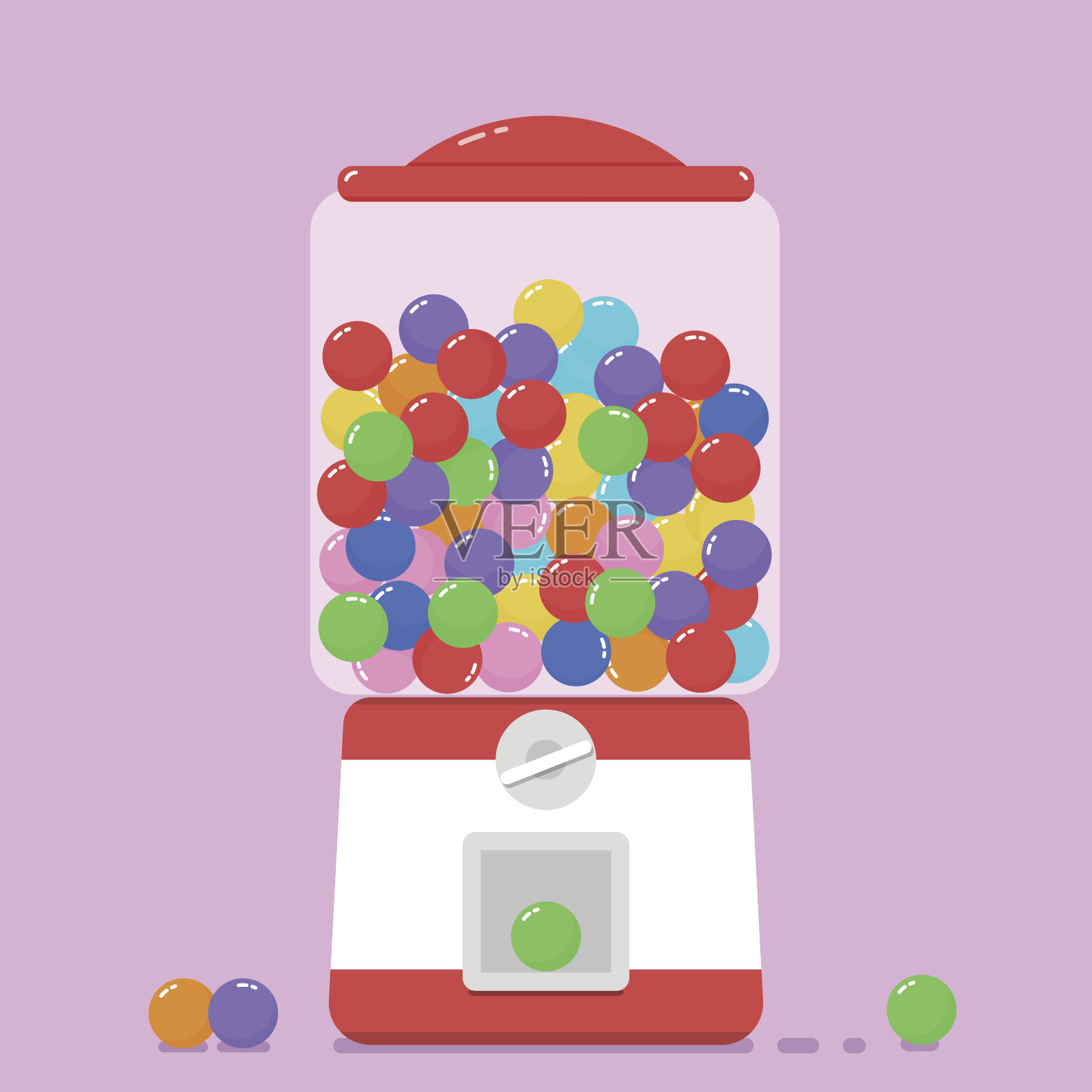 彩色泡泡糖口香糖机。插画图片素材