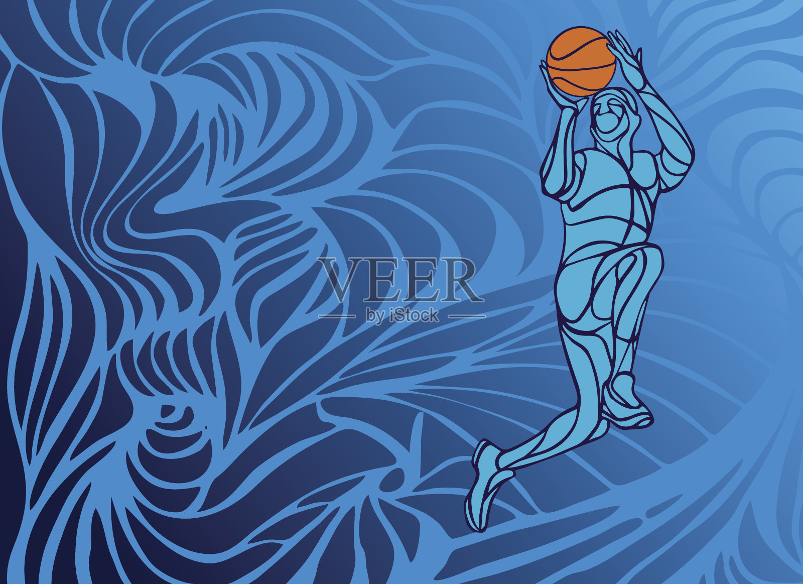 篮球运动员灌篮剪影设计模板素材