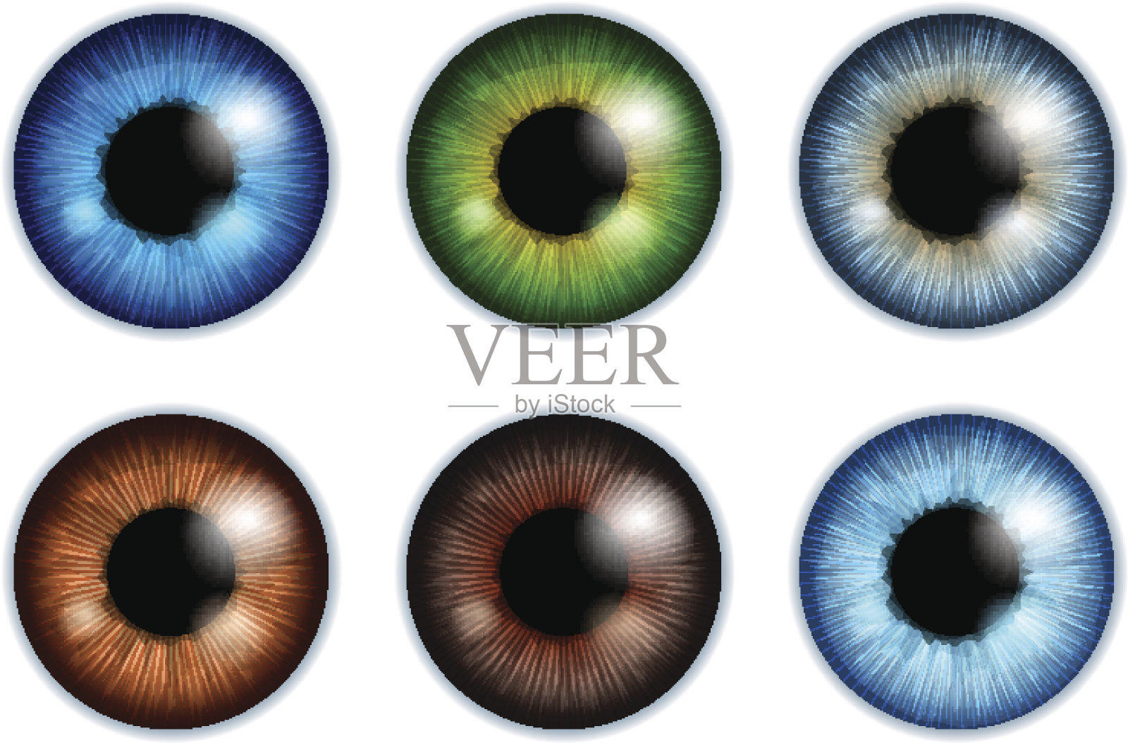 人眼眼球虹膜瞳孔颜色组合插画图片素材