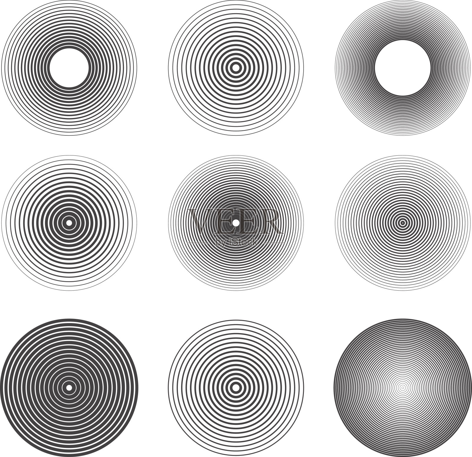 一组声波环抽象的图标。设计元素插画图片素材