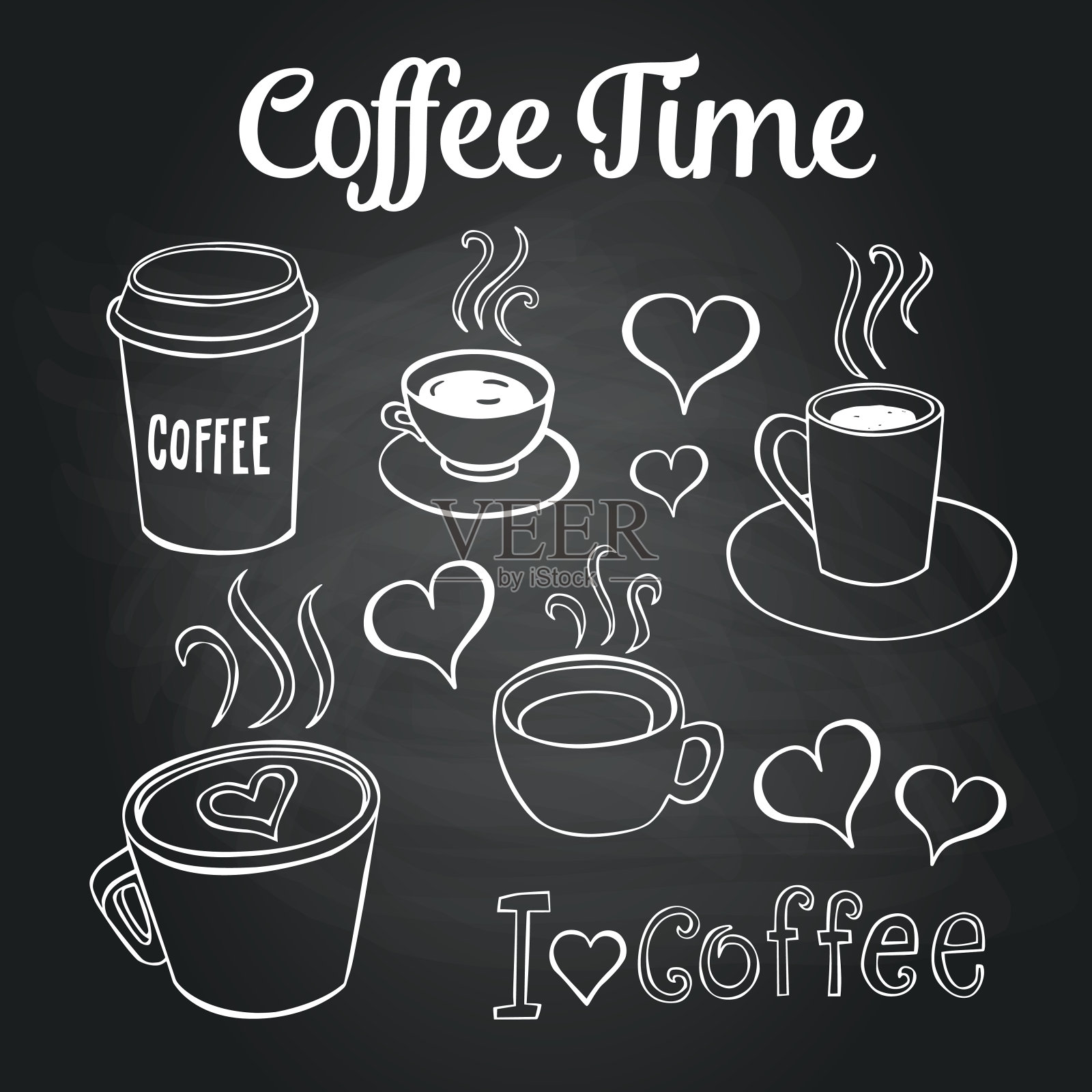 咖啡涂鸦黑板插画图片素材