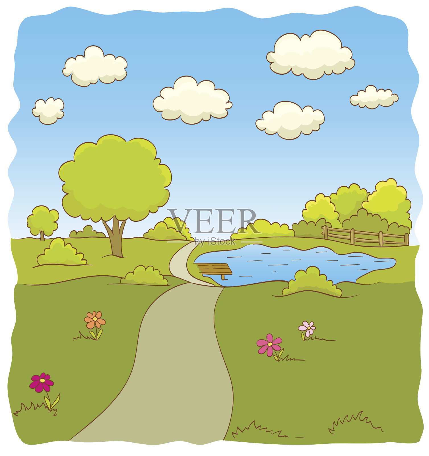 自然景观的卡通插图设计元素图片