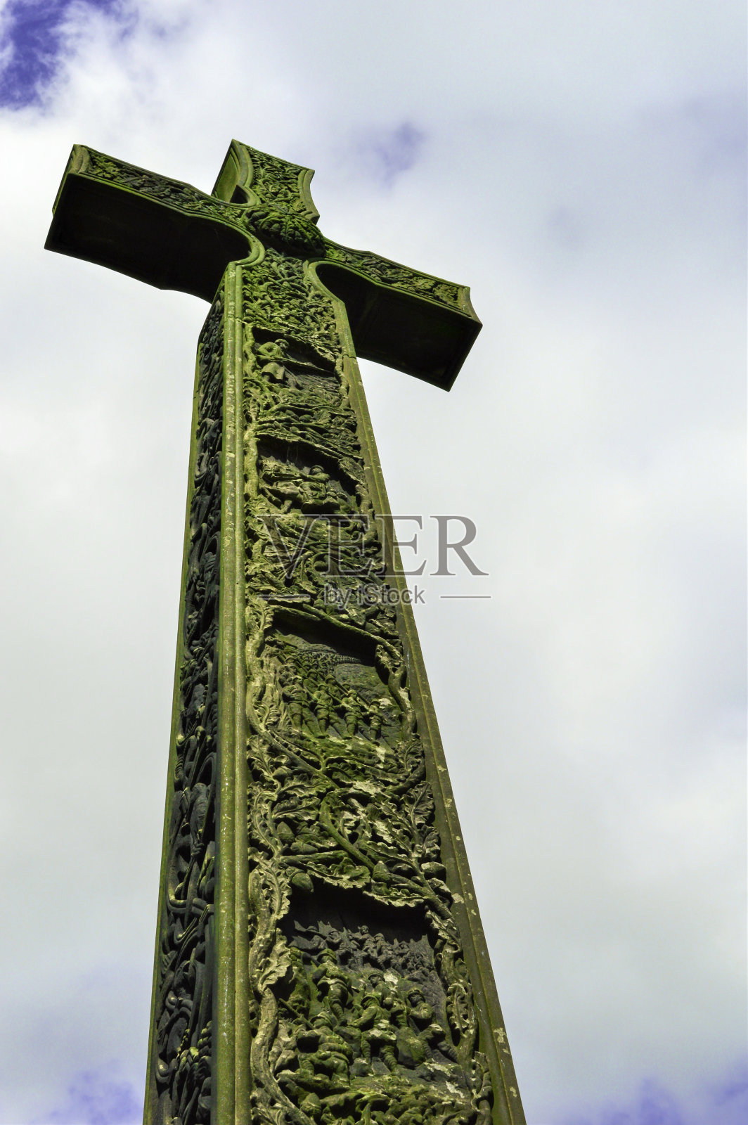 十字架纪念碑，多云的天空，风景，达勒姆，英国照片摄影图片
