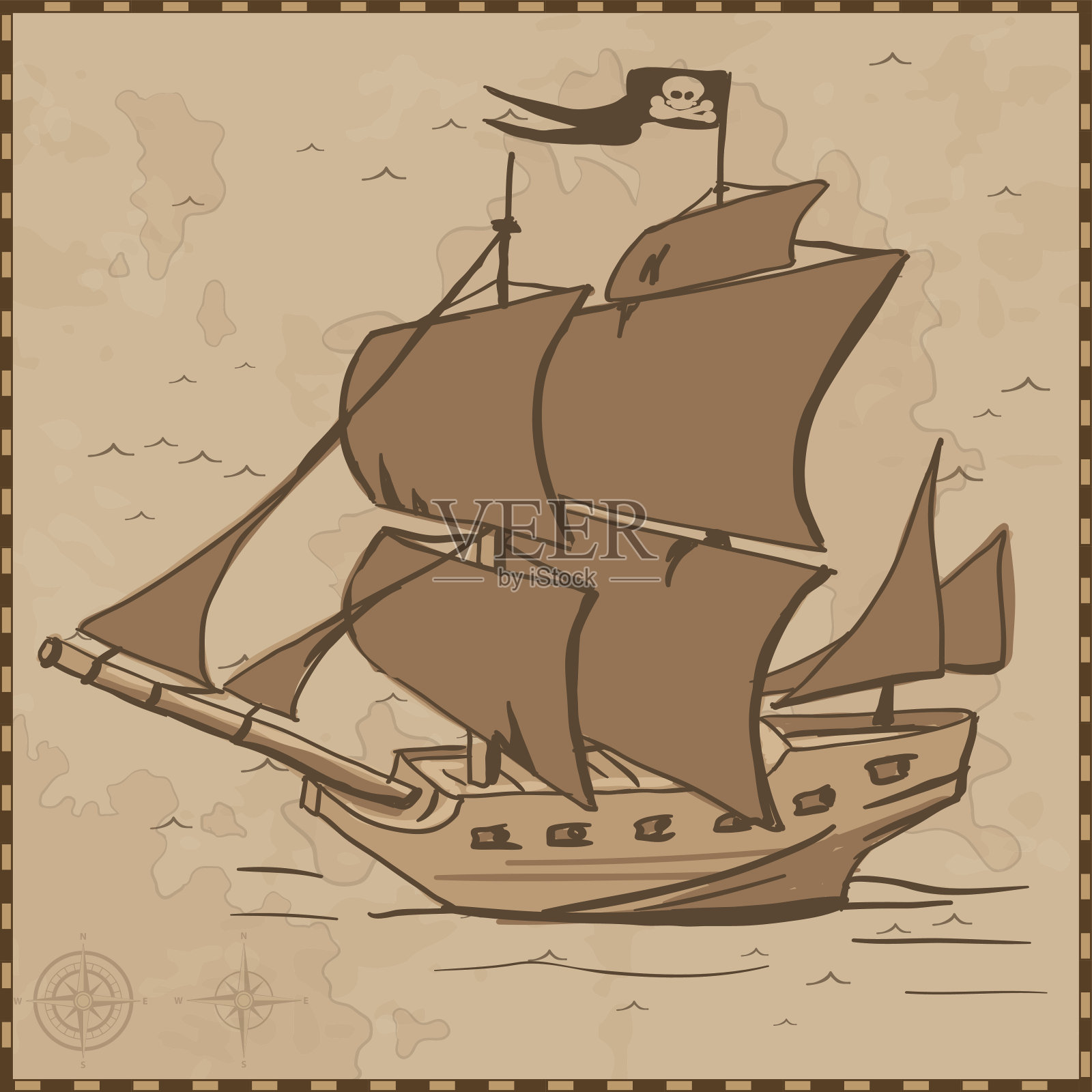 船的海盗插画图片素材