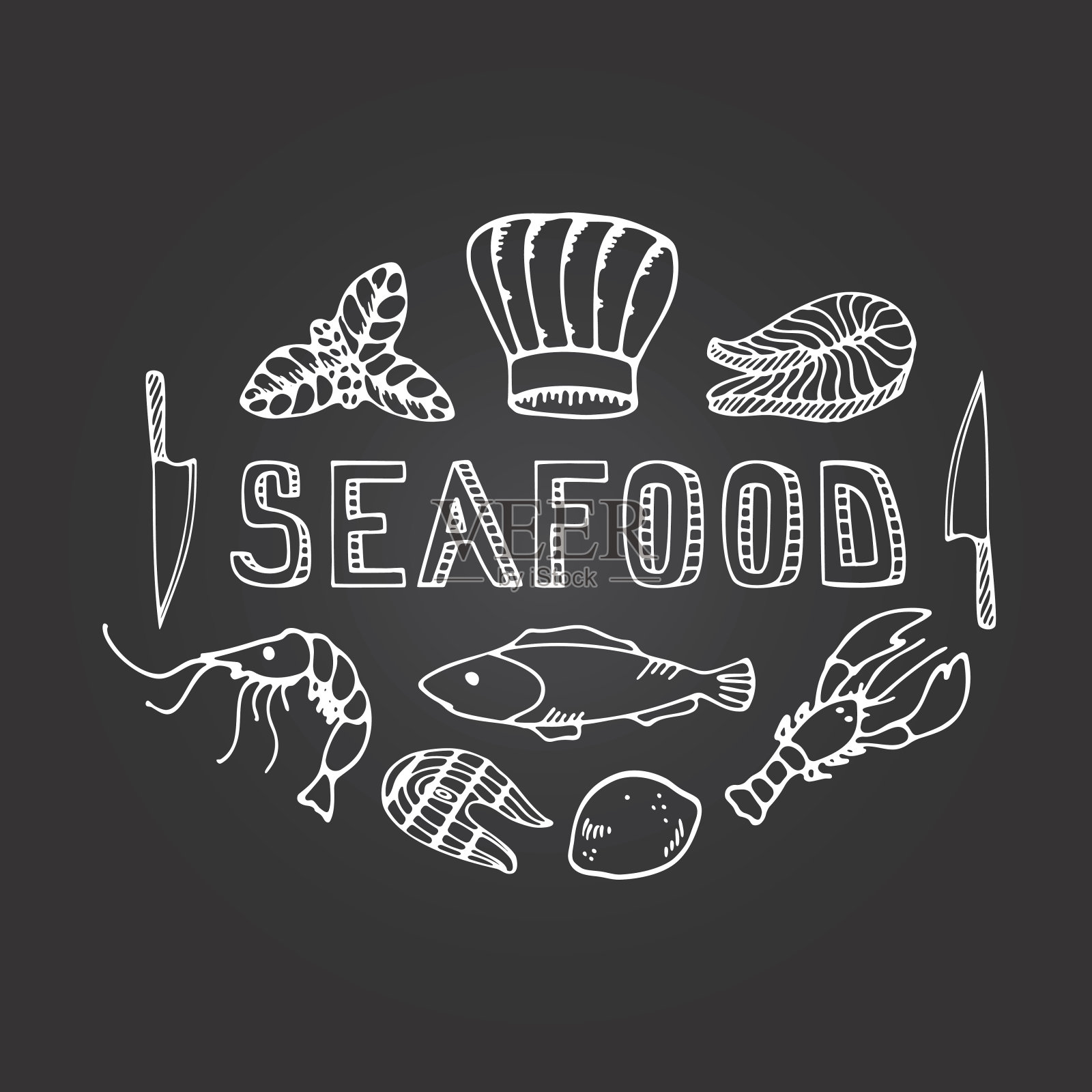 海鲜餐厅菜单插画图片素材