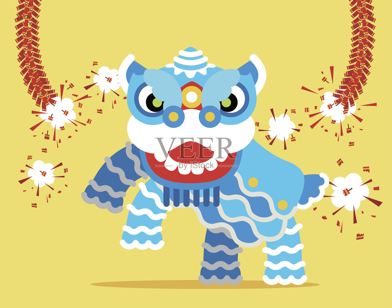 中国传统舞狮插画图片素材