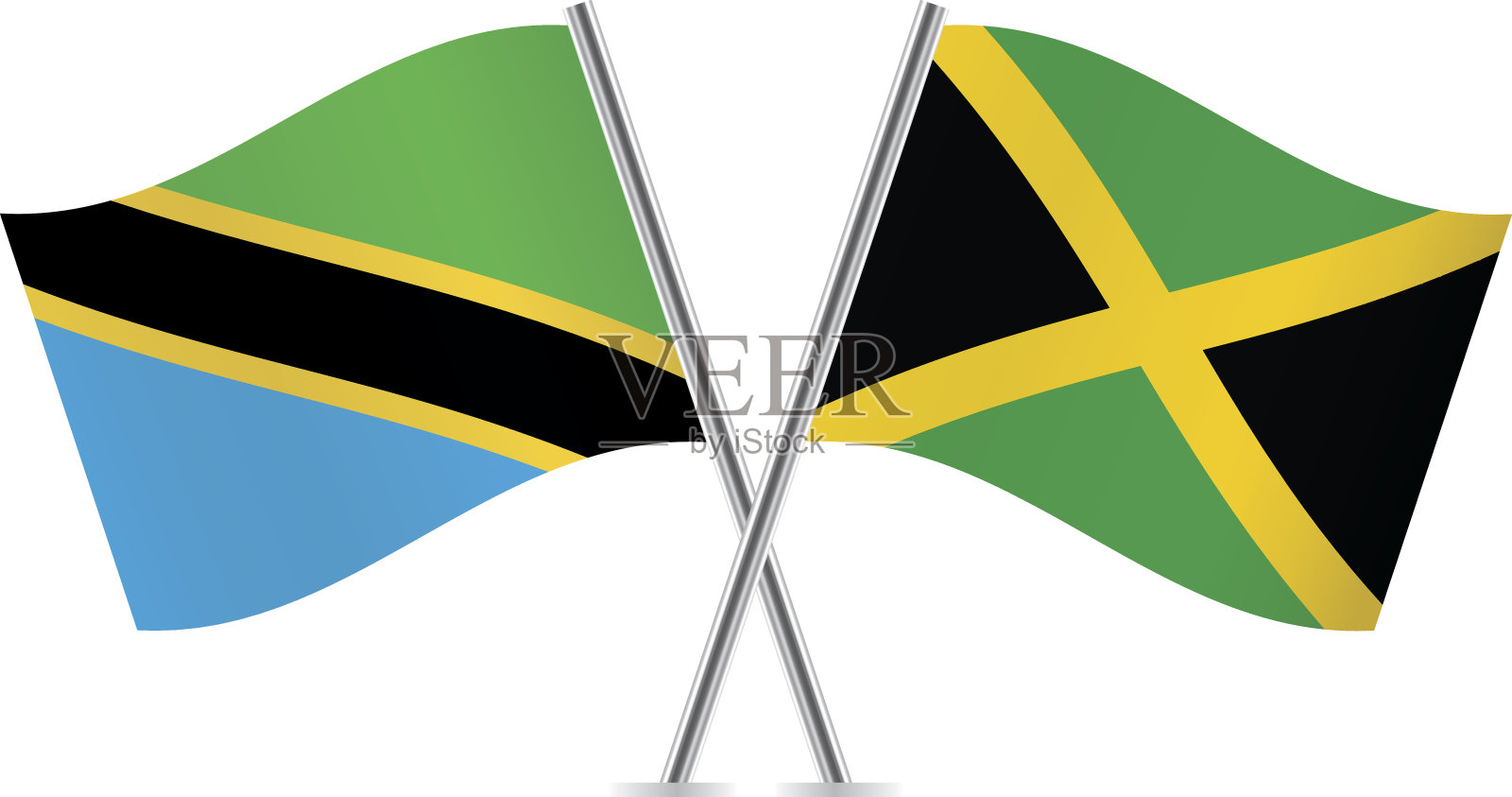 坦桑尼亚和牙买加国旗。向量。插画图片素材