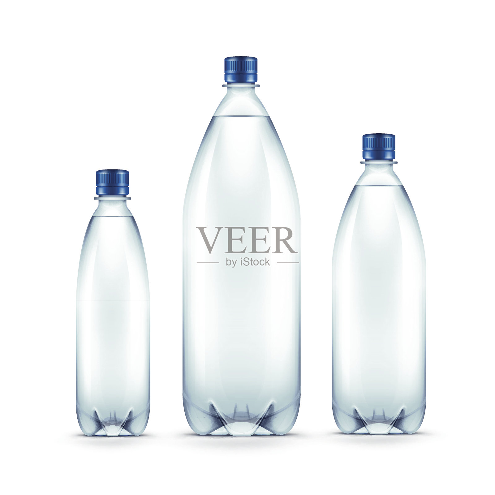 矢量空白塑料蓝色水瓶孤立在白色背景插画图片素材