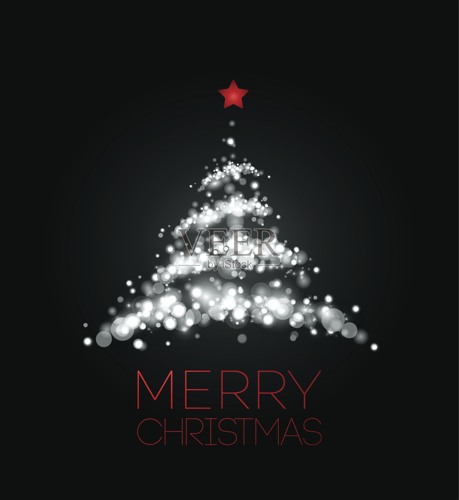 闪亮的圣诞树在黑色海报插画图片素材