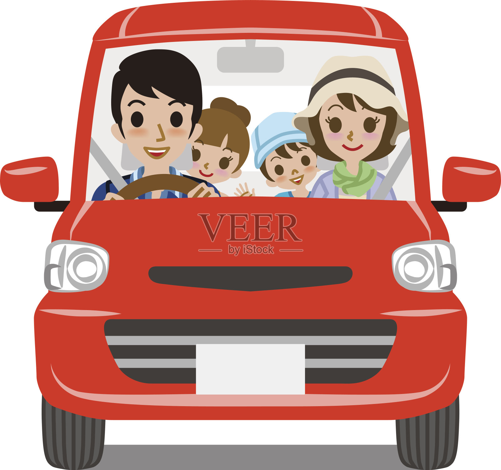 家庭汽车驾驶-前视图插画图片素材