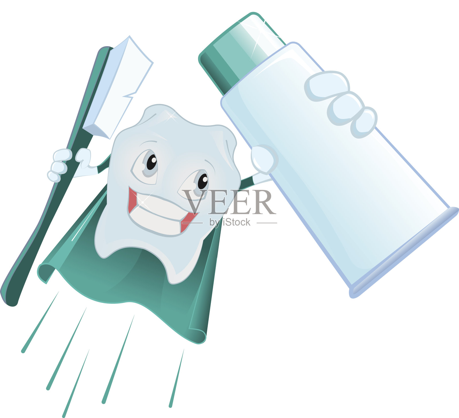 牙医和快乐的孩子拿着牙膏牙刷和牙线在白色的背景插画图片素材_ID:426867604-Veer图库