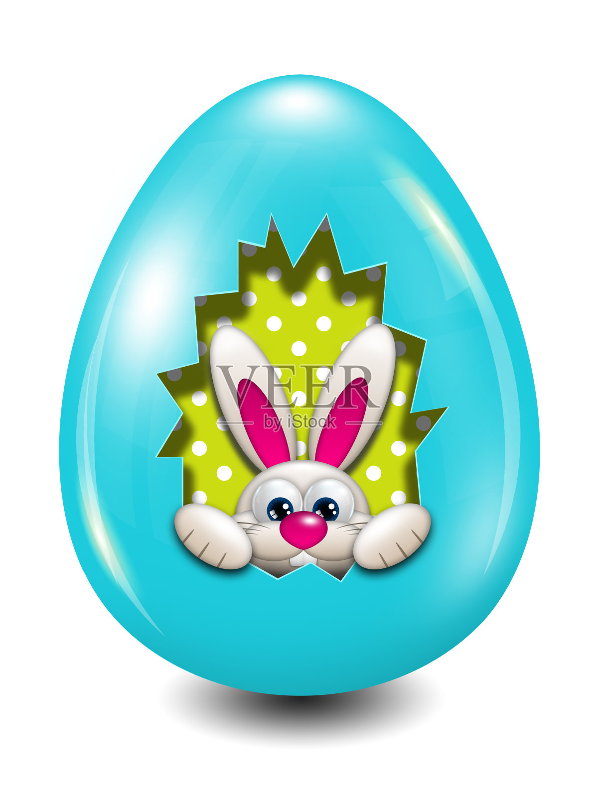 复活节兔子藏在蛋洞里过白插画图片素材