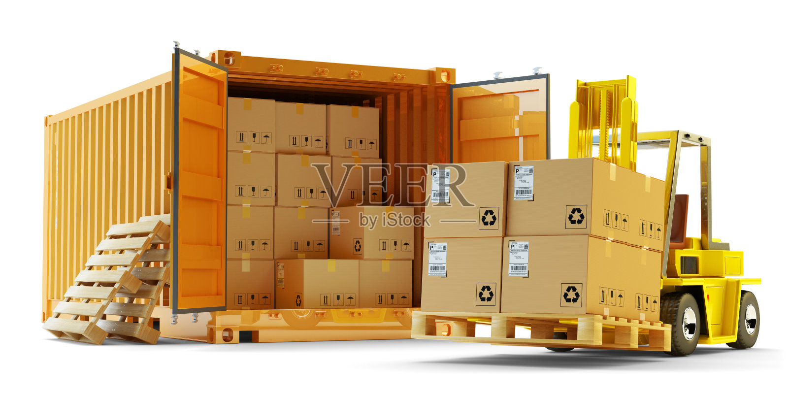 货物装卸作业、装船、发货、物流和货运理念照片摄影图片
