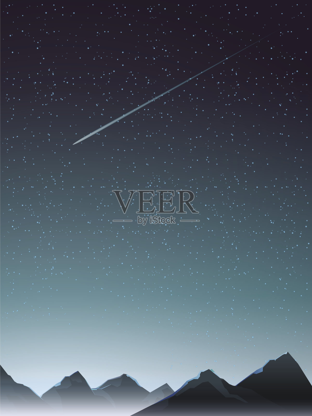 夜间彗星的山景插画图片素材