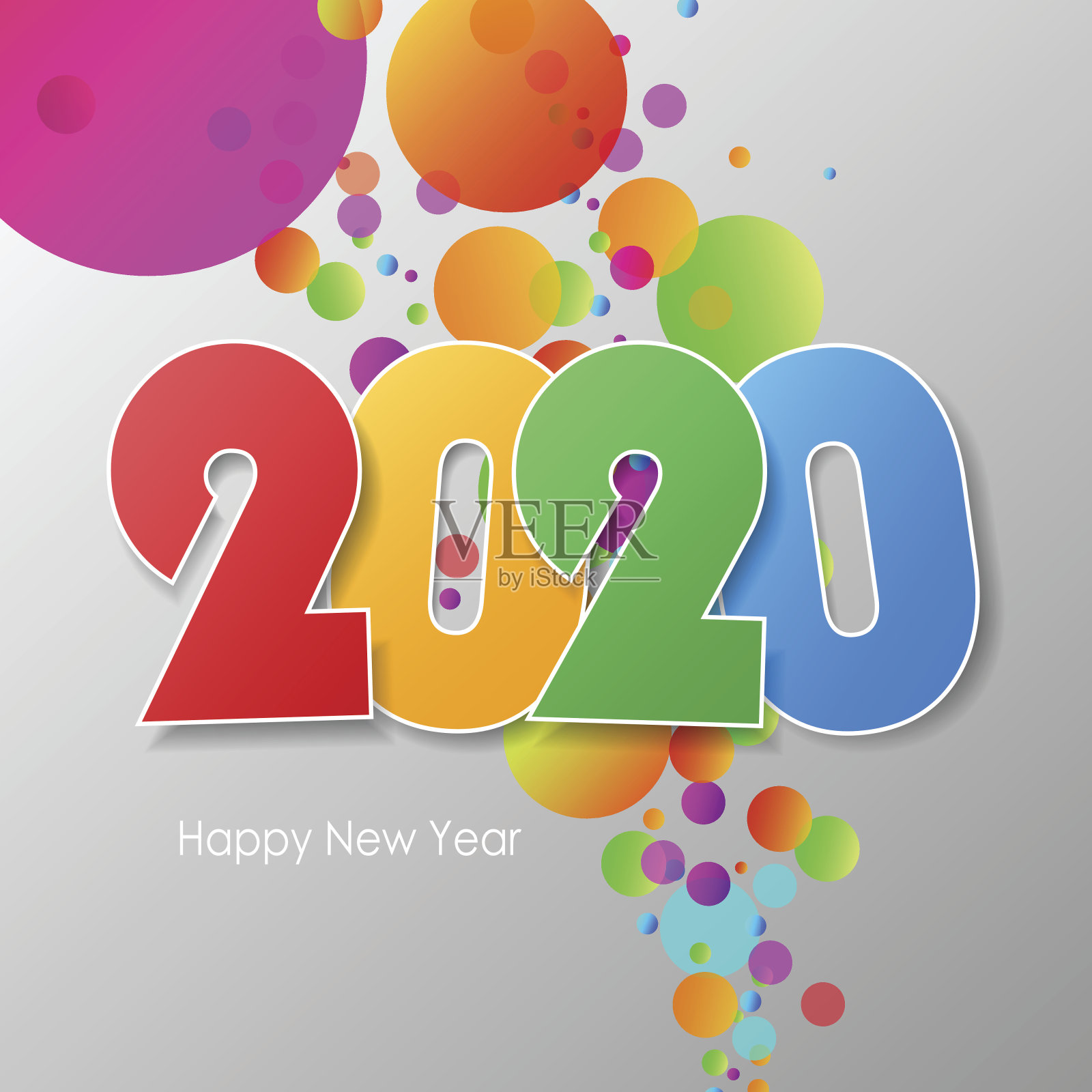 简单的贺卡，2020年新年快乐。插画图片素材