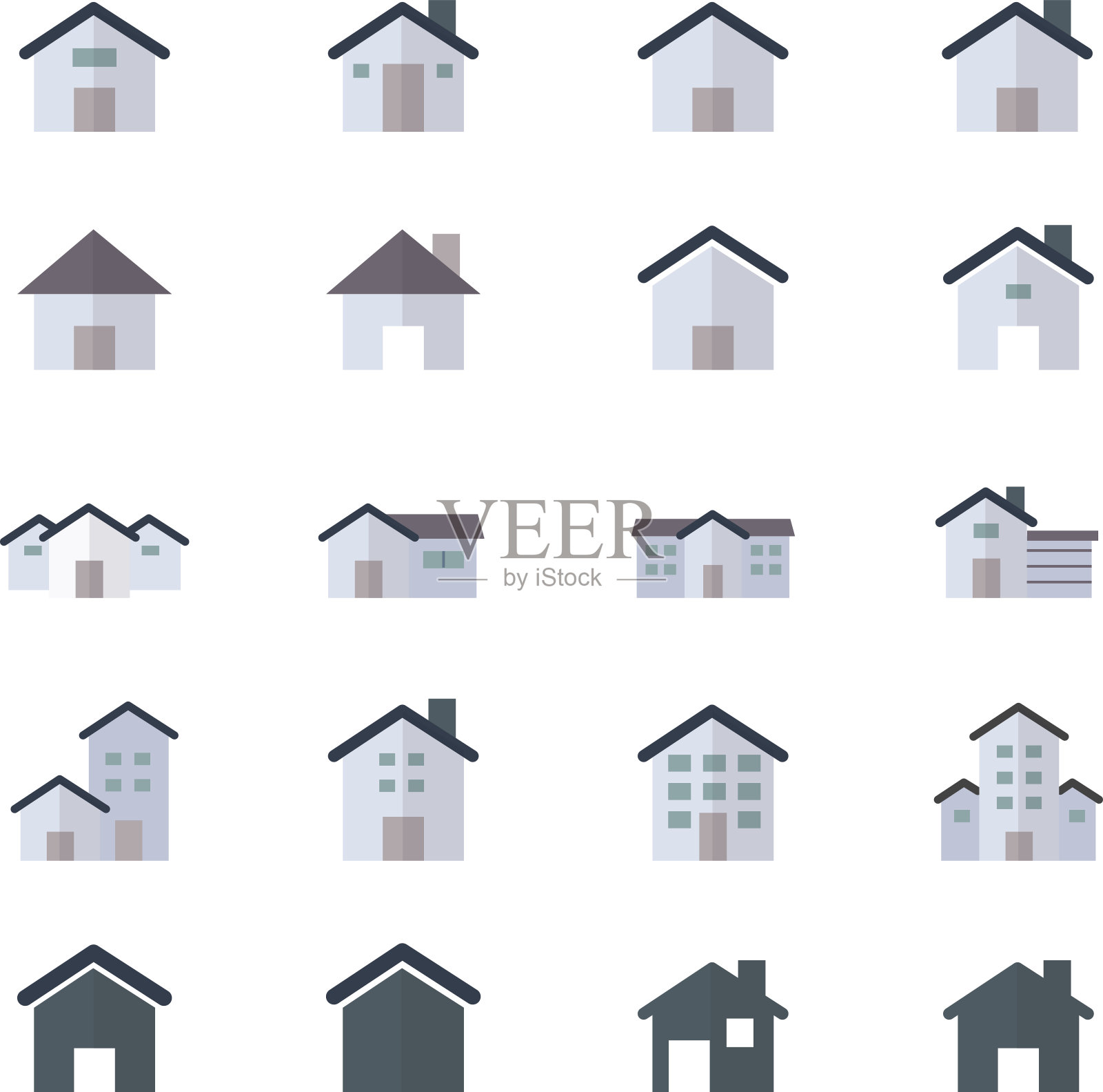 房子和家图标建筑图标风格彩色公寓插画图片素材