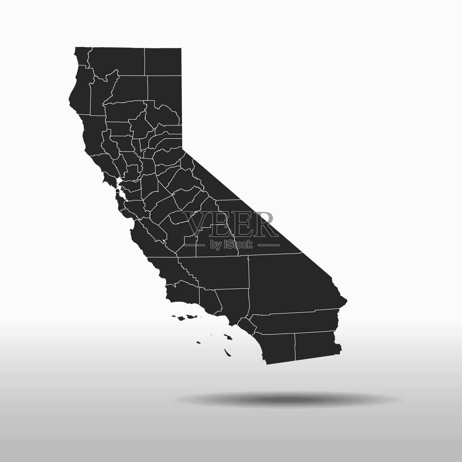 Landkarte Kalifornien, USA vektor abbildung. Illustration von zustand - 164835890